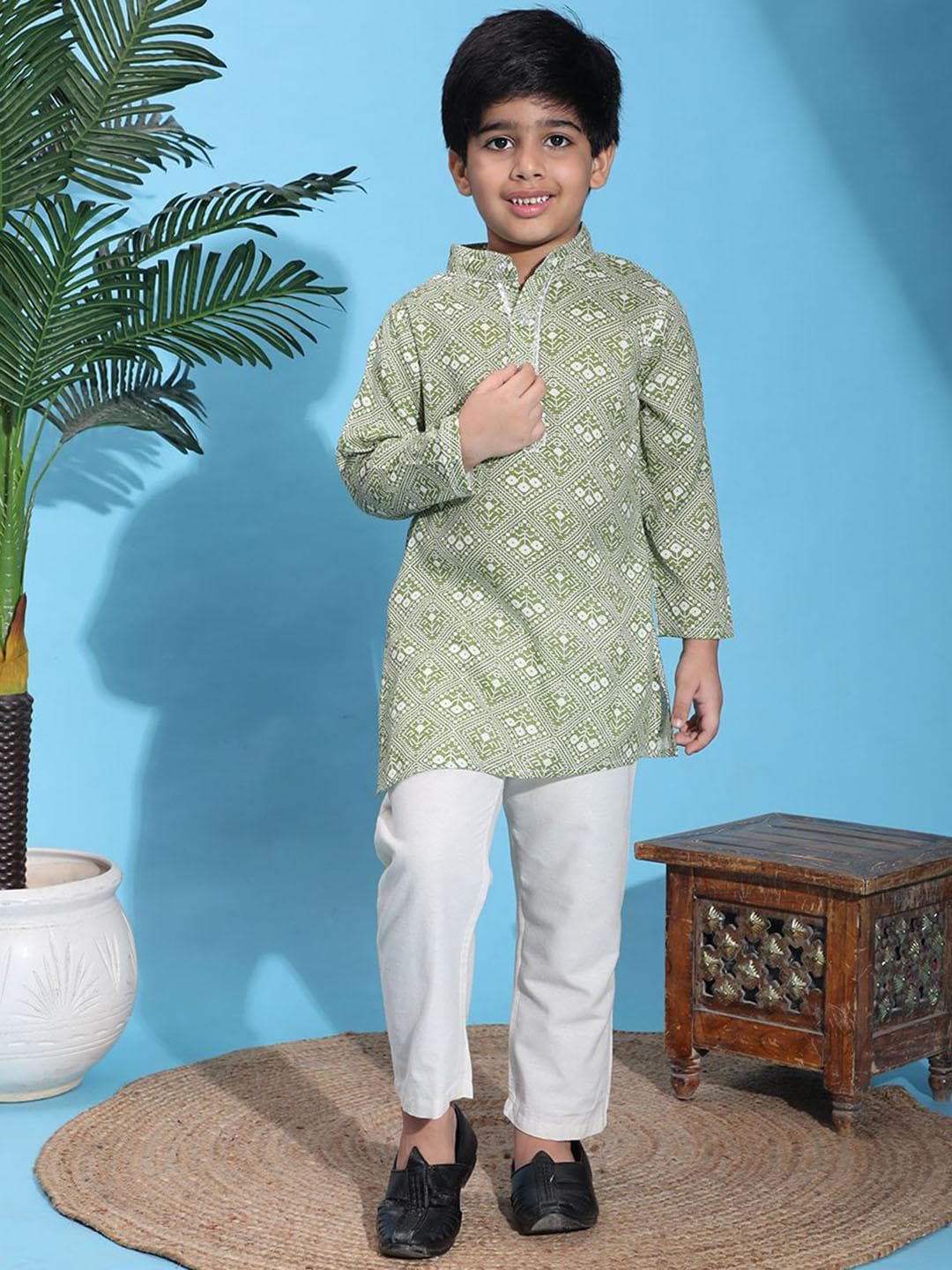 Cutiekins Boys Geometric Printed Kurta with Trousers