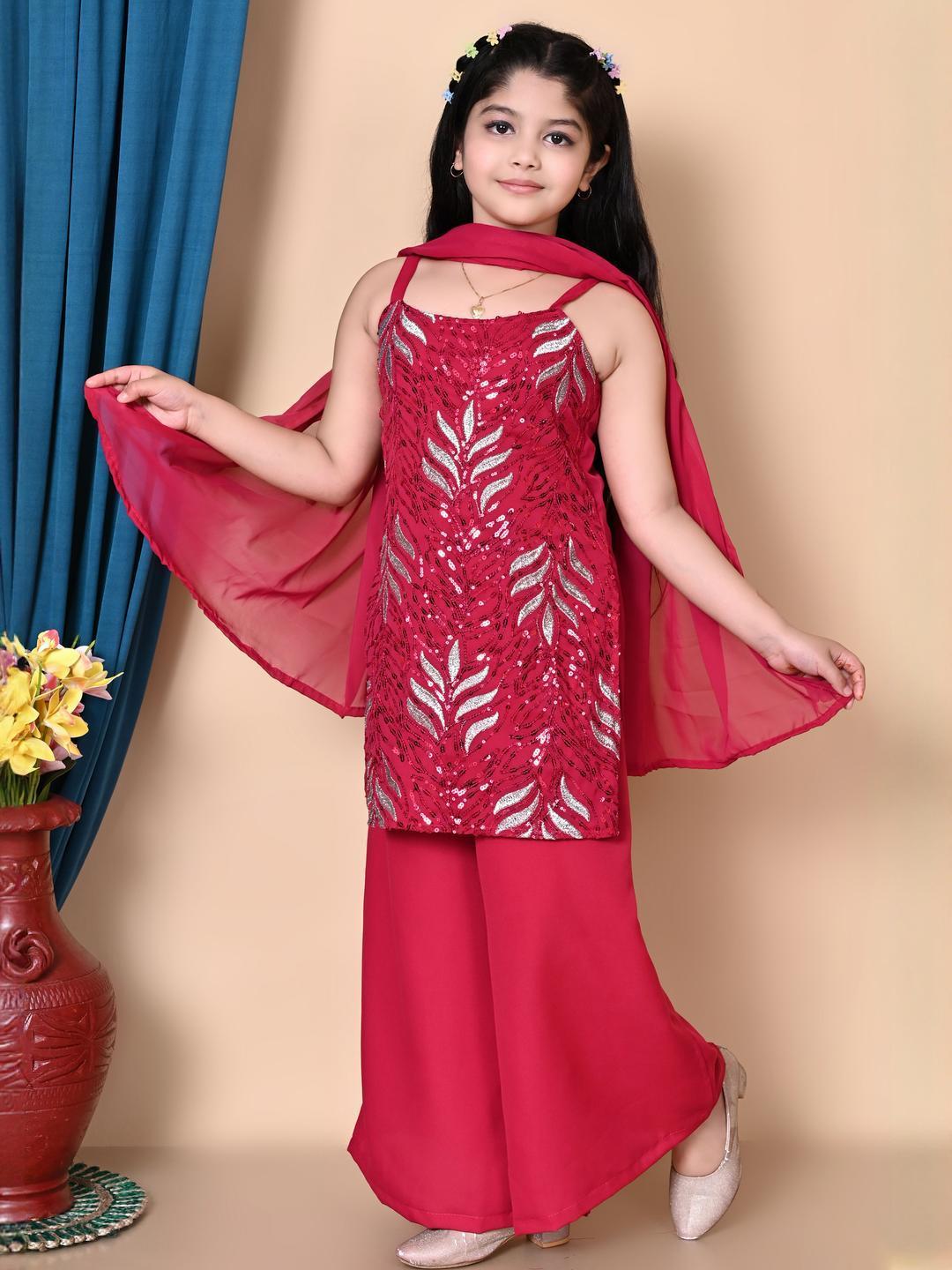 Buy SPAMitude Printed Cotton Blend Kurta & Palazzos - - Apparel for Girls
