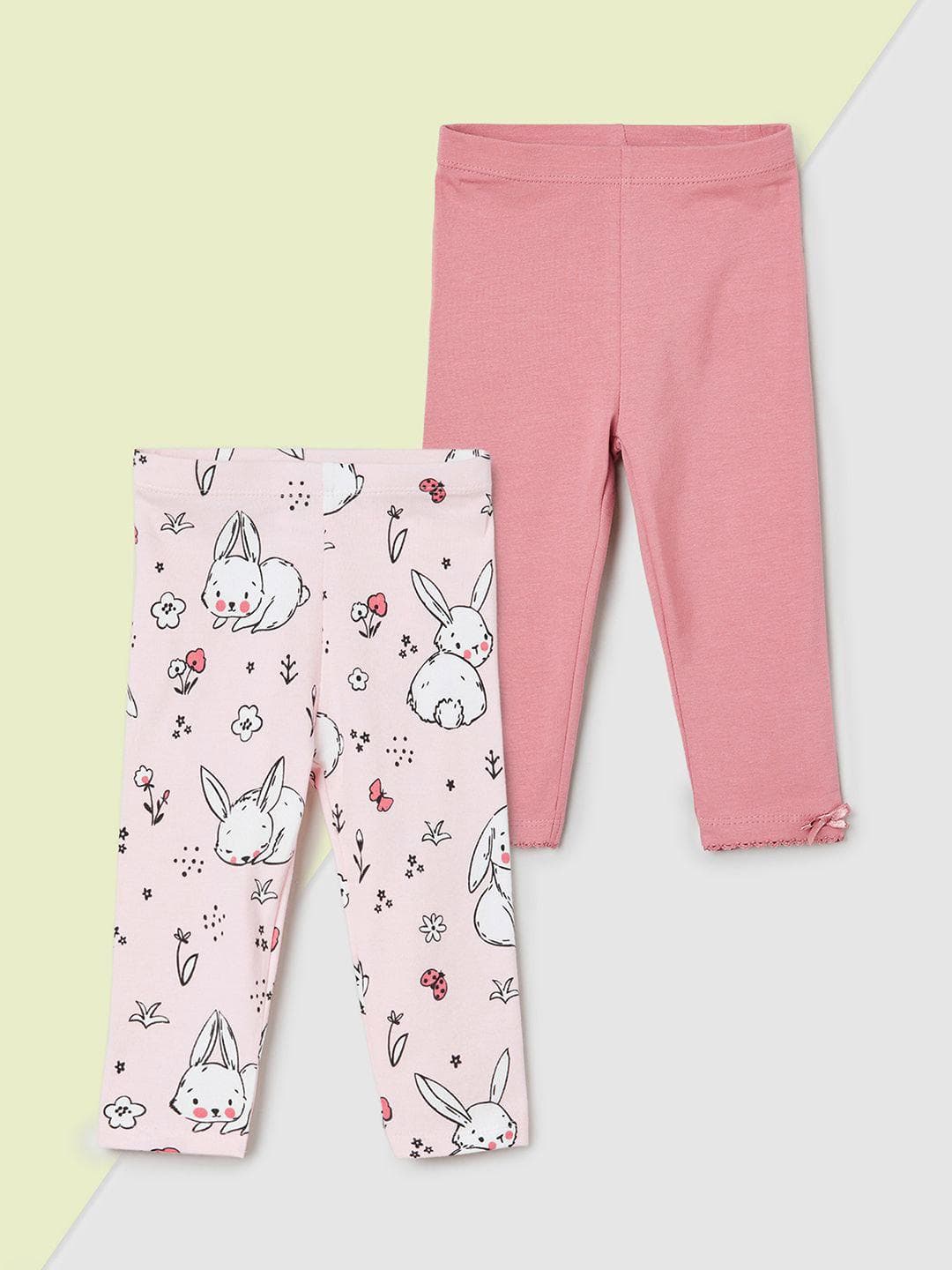 max Infant Girls Pack Of 2 Printed Pure Cotton Ankle-Length Leggings