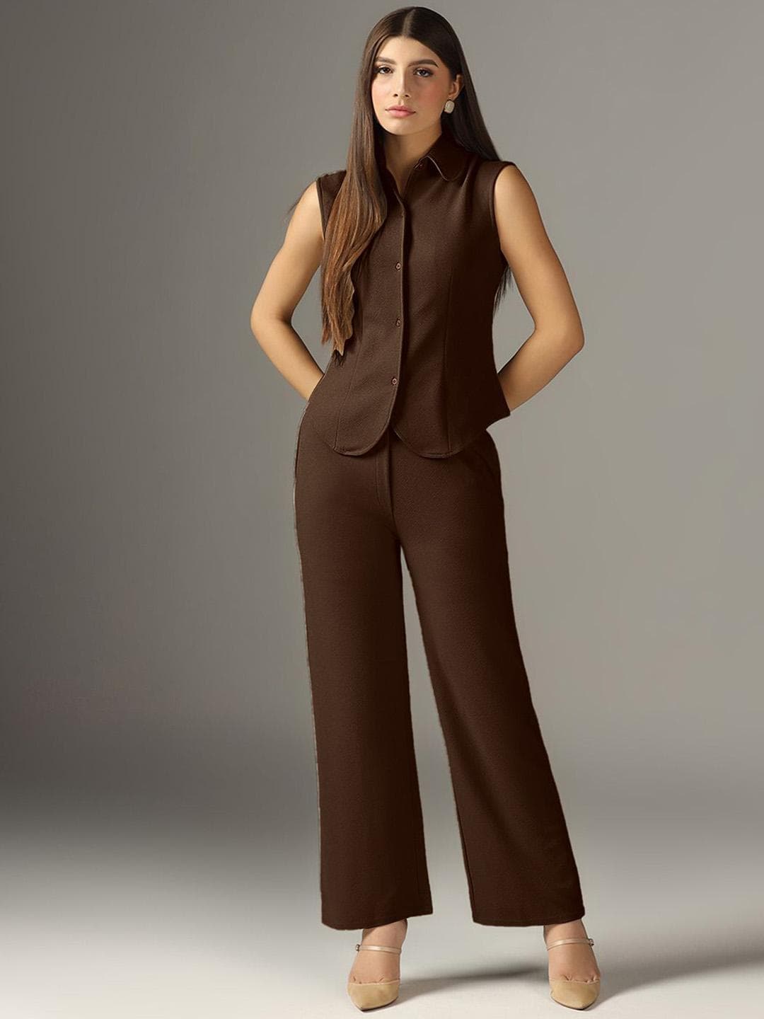 Buy Selvia Shirt Collar Shirt & Trousers Co Ords - - Apparel for Women