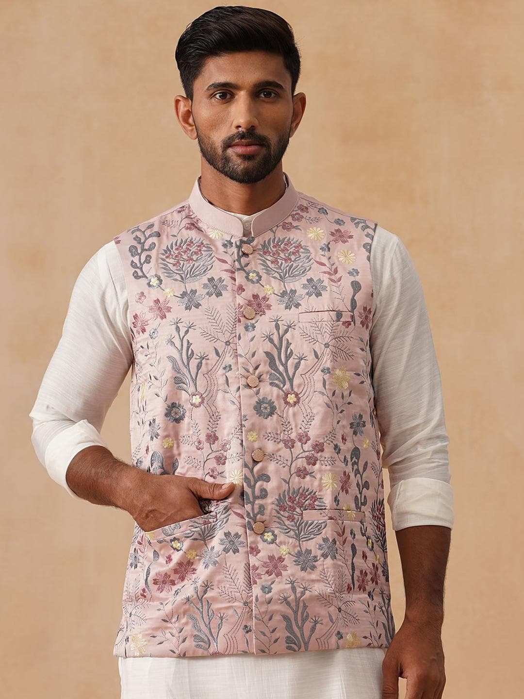Jompers Floral Embroidered Nehru Jacket