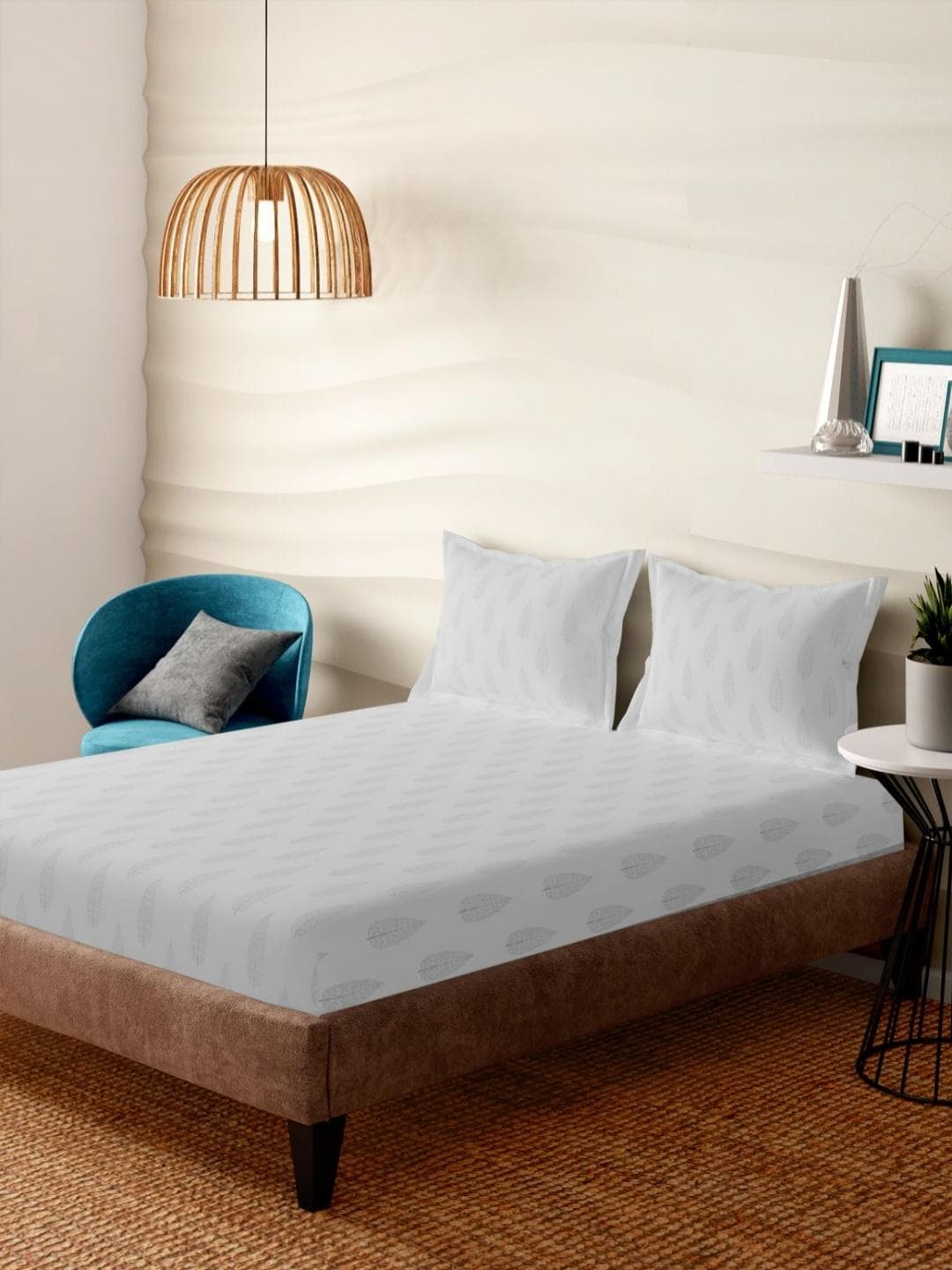 Buy Portico Snow Veil White Printed Cotton 152 TC Super King Bedsheet Set 2.74 M X 2.74 M - - Home for Unisex