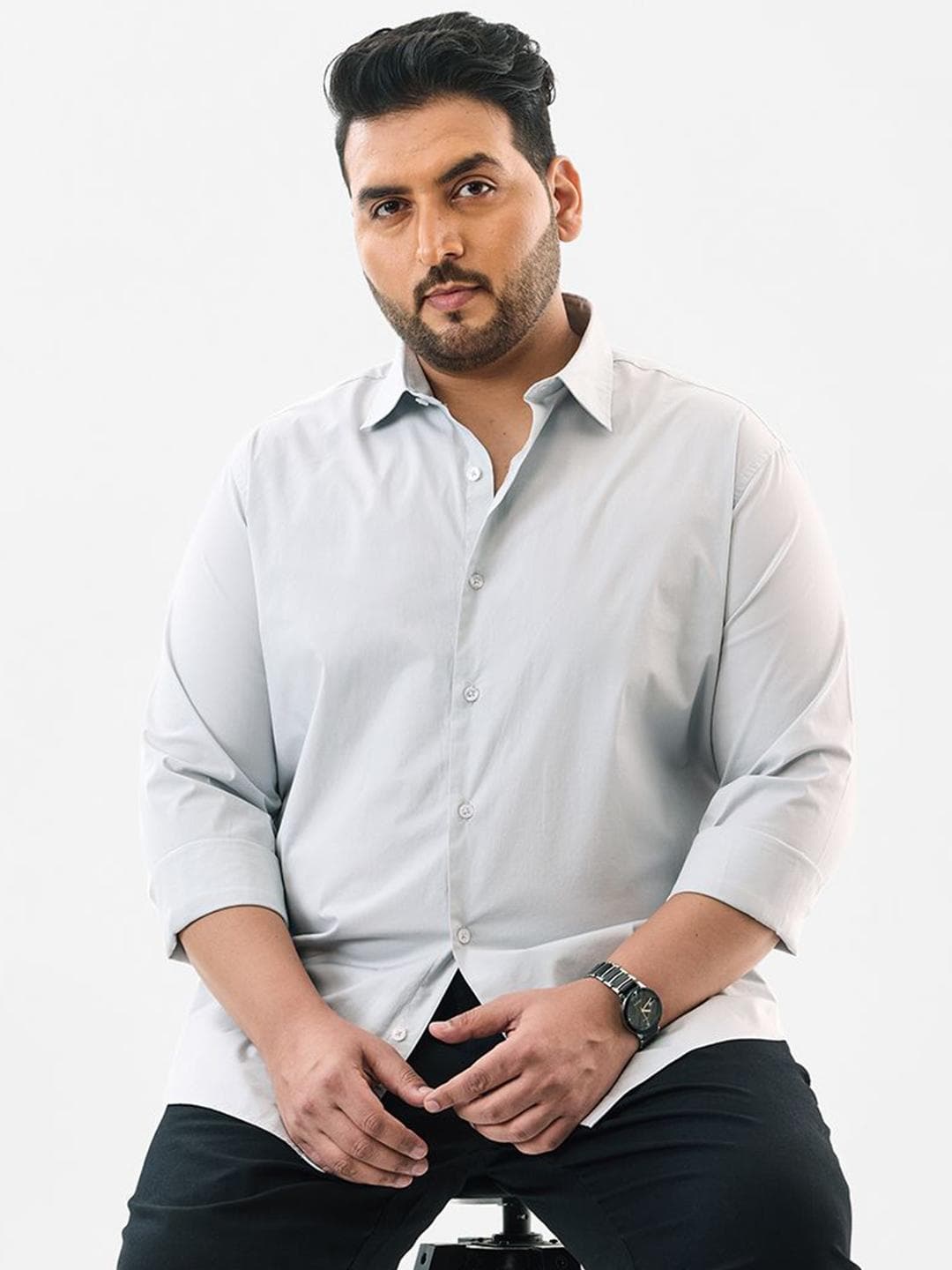 Snitch Plus Size Long Sleeves Cotton Shirt
