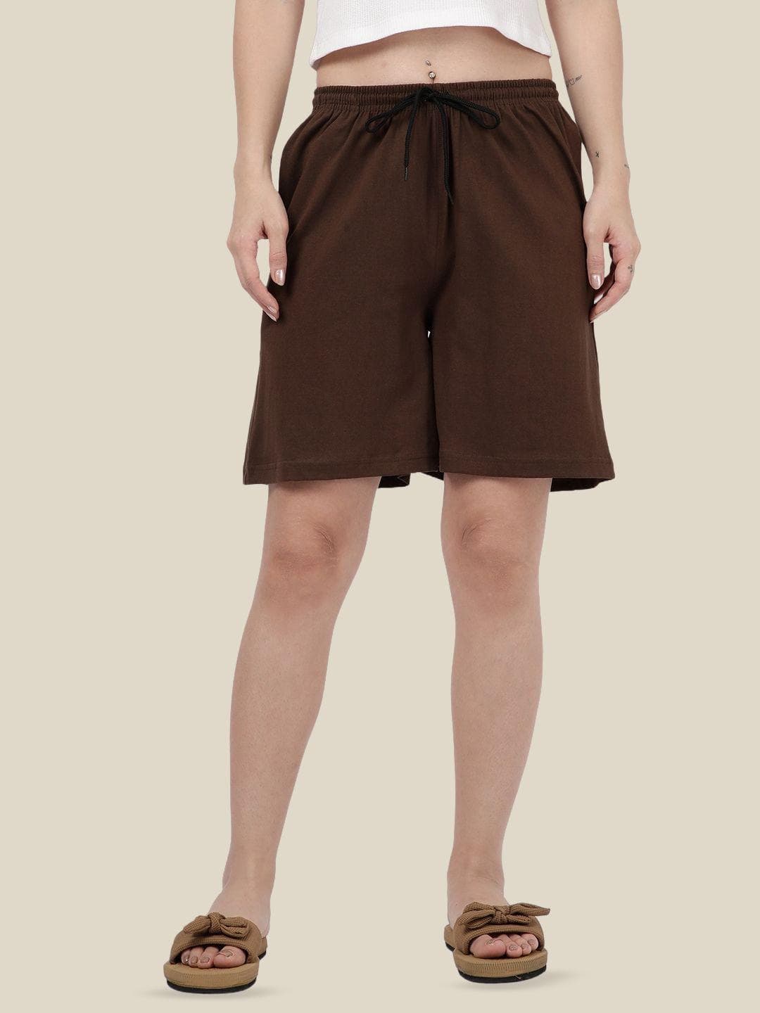 Buy Kryptic Women Relaxed Fit Mid Rise Pure Cotton Lounge Shorts - - Apparel for Women