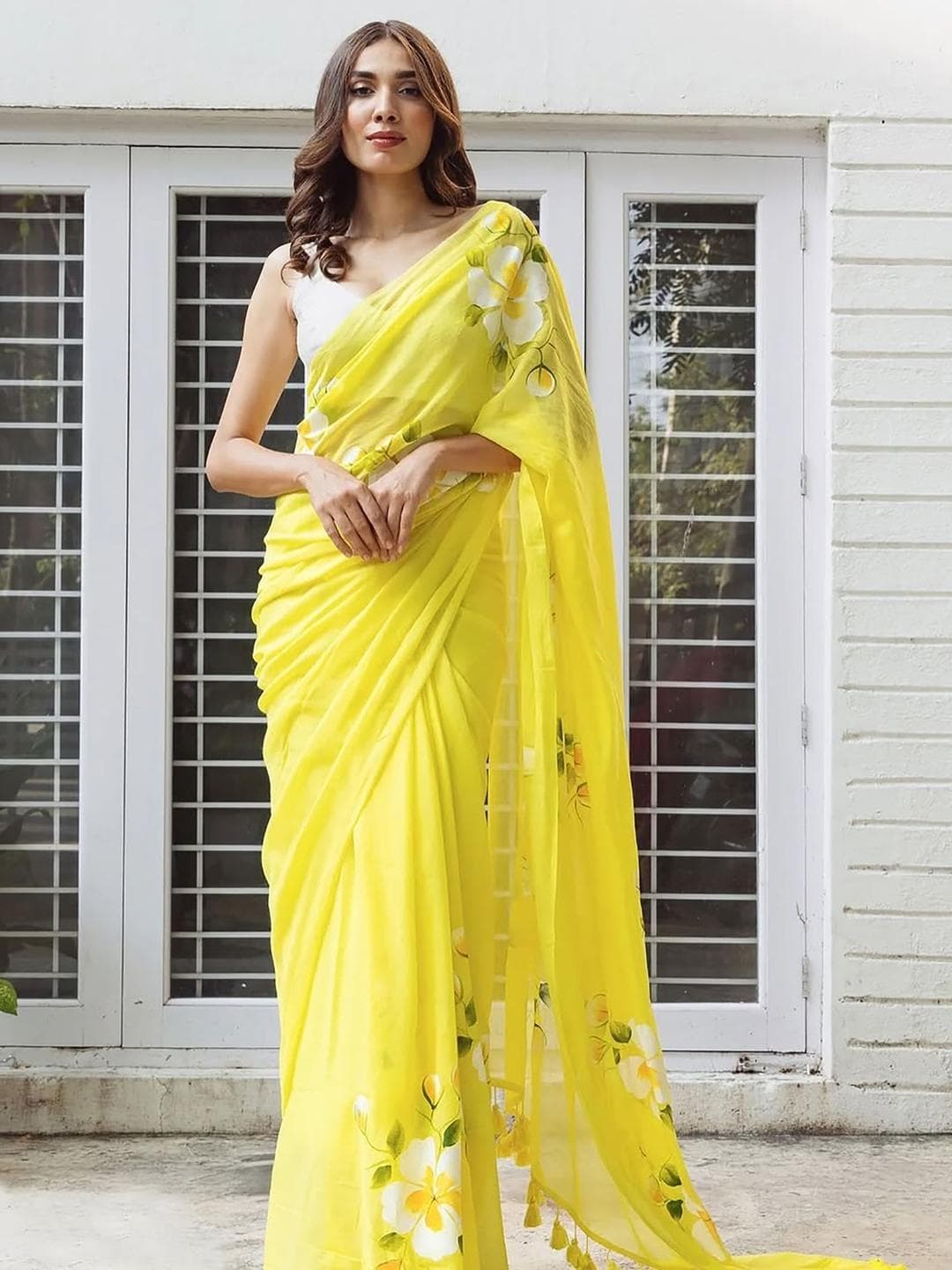Mitera Floral Printed Banarasi Saree