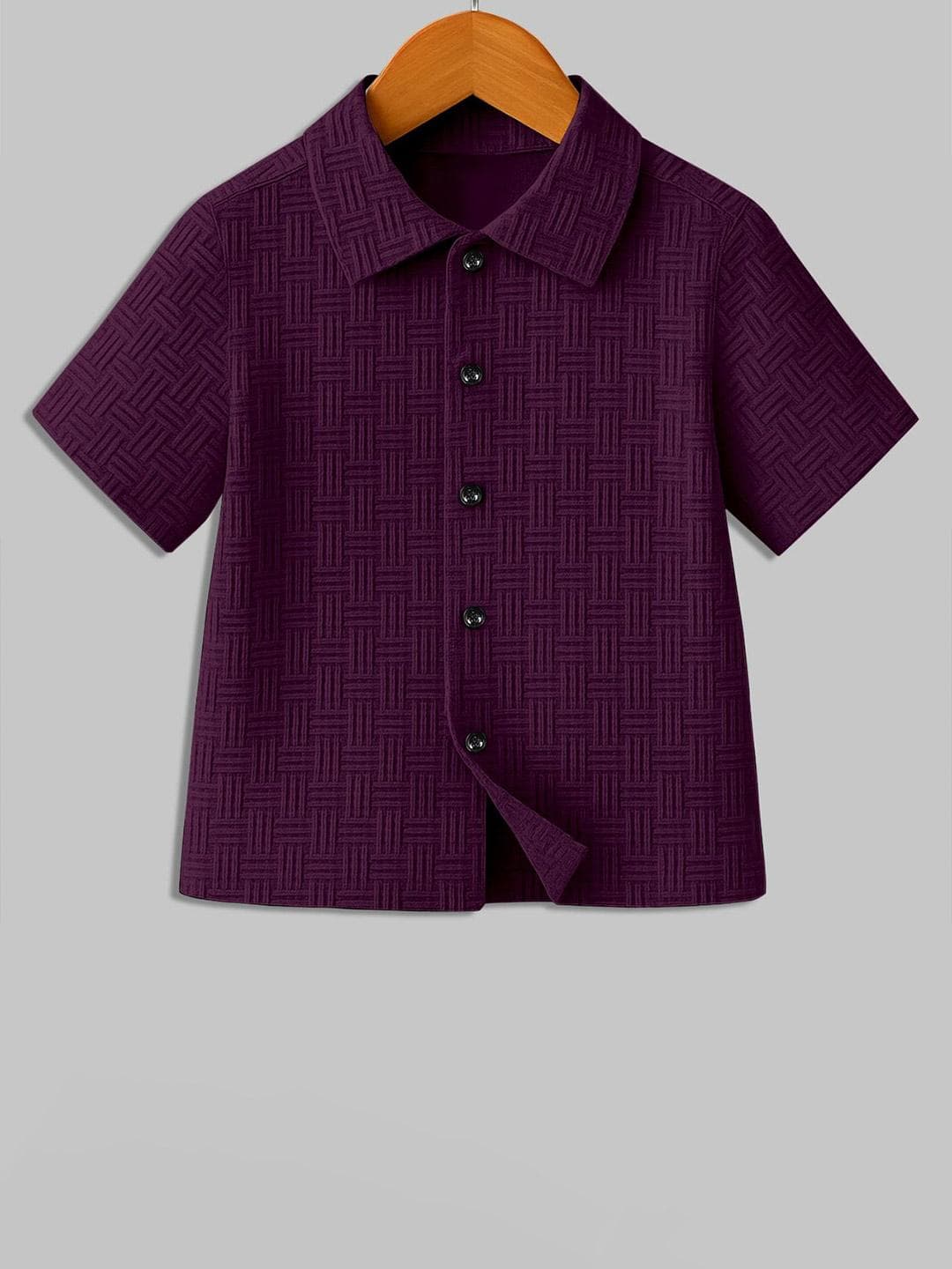 BAESD Boys Classic Textured Spread Collar Cotton Linen Casual Shirt