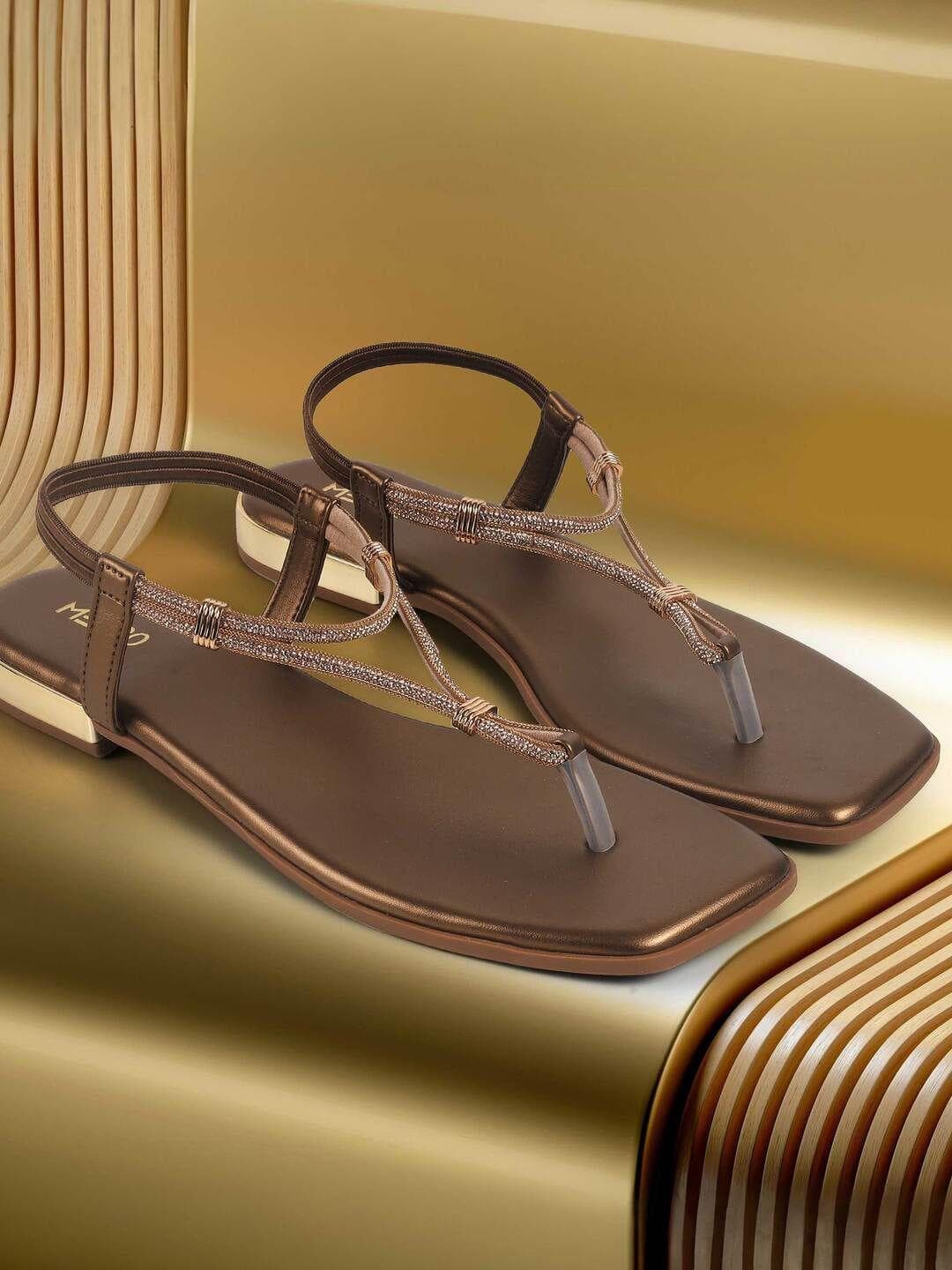 Metro Women Embellished T-Strap Flats