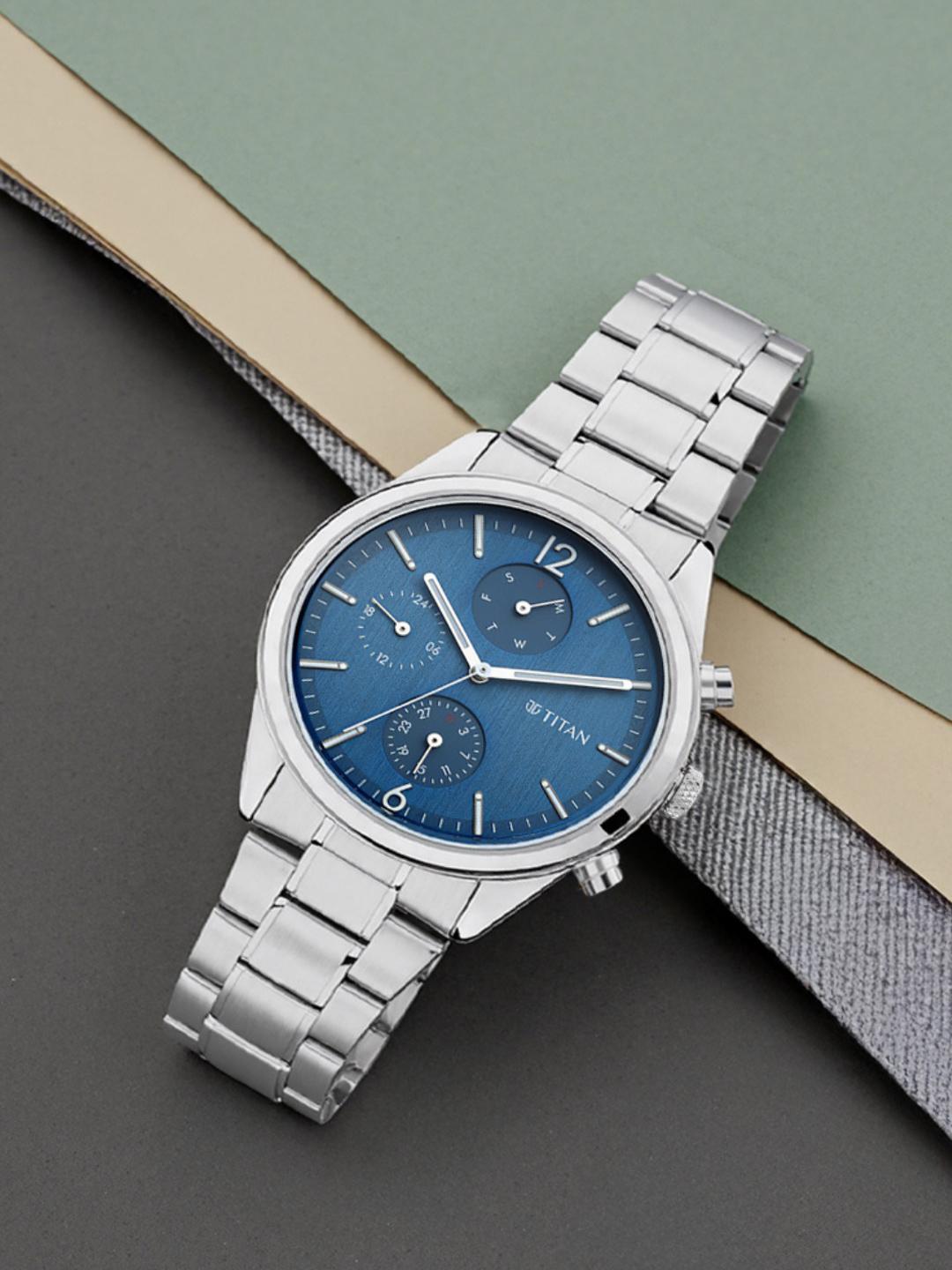 Buy Titan Workwear Metropolitan Charm Multifunction Analog Blu Dial Watch For Men Nt1805sm03 - - Accessories for Men