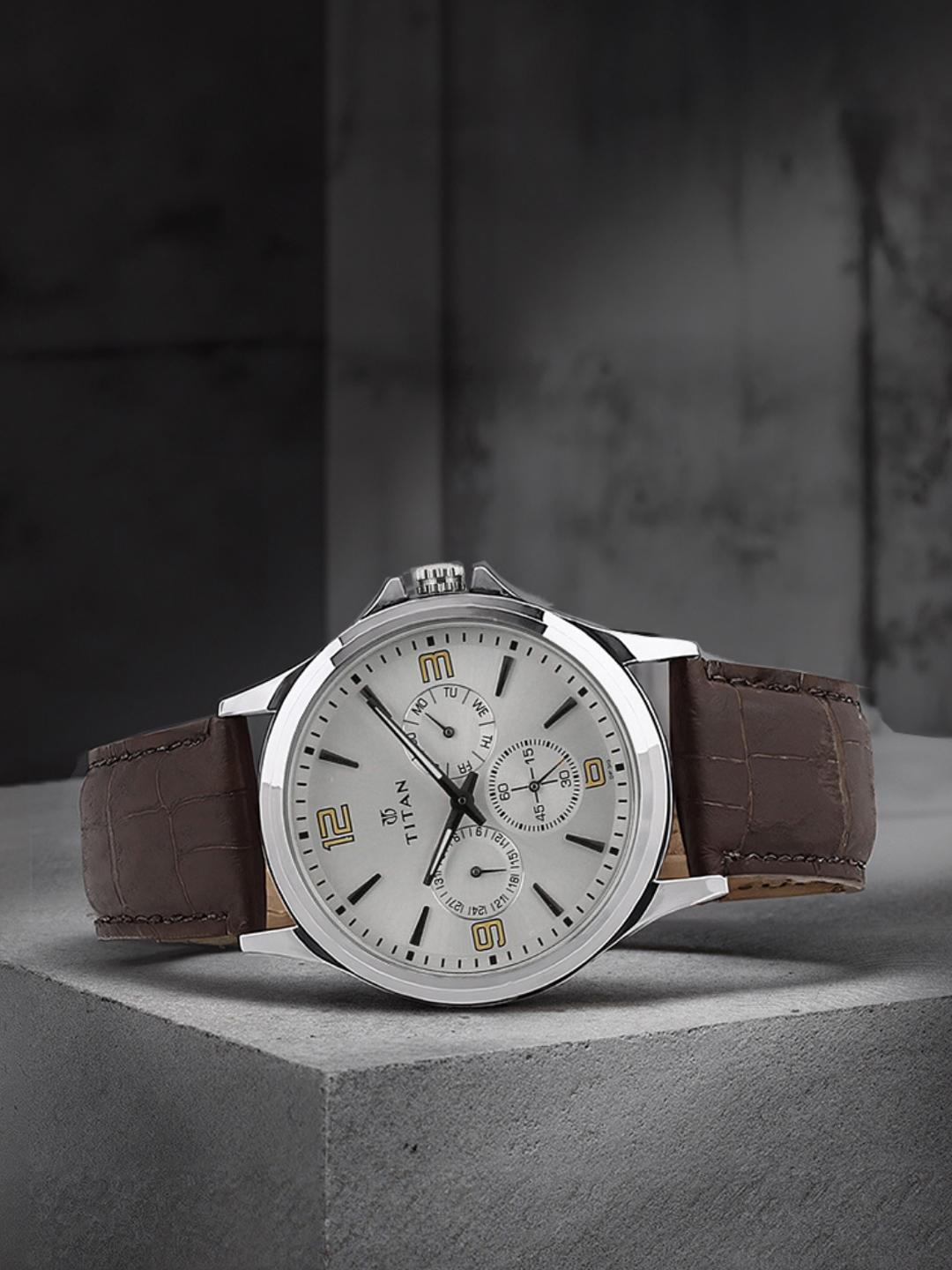Buy Titan Eco Multifunction Analog With Silver Dial Watch For Men Nt1698sl01 - - Accessories for Men