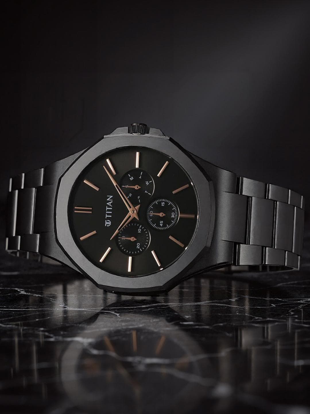 Titan Classic Slim Multifunction Analog With Black Dial Watch For Men - Nt90198nm01