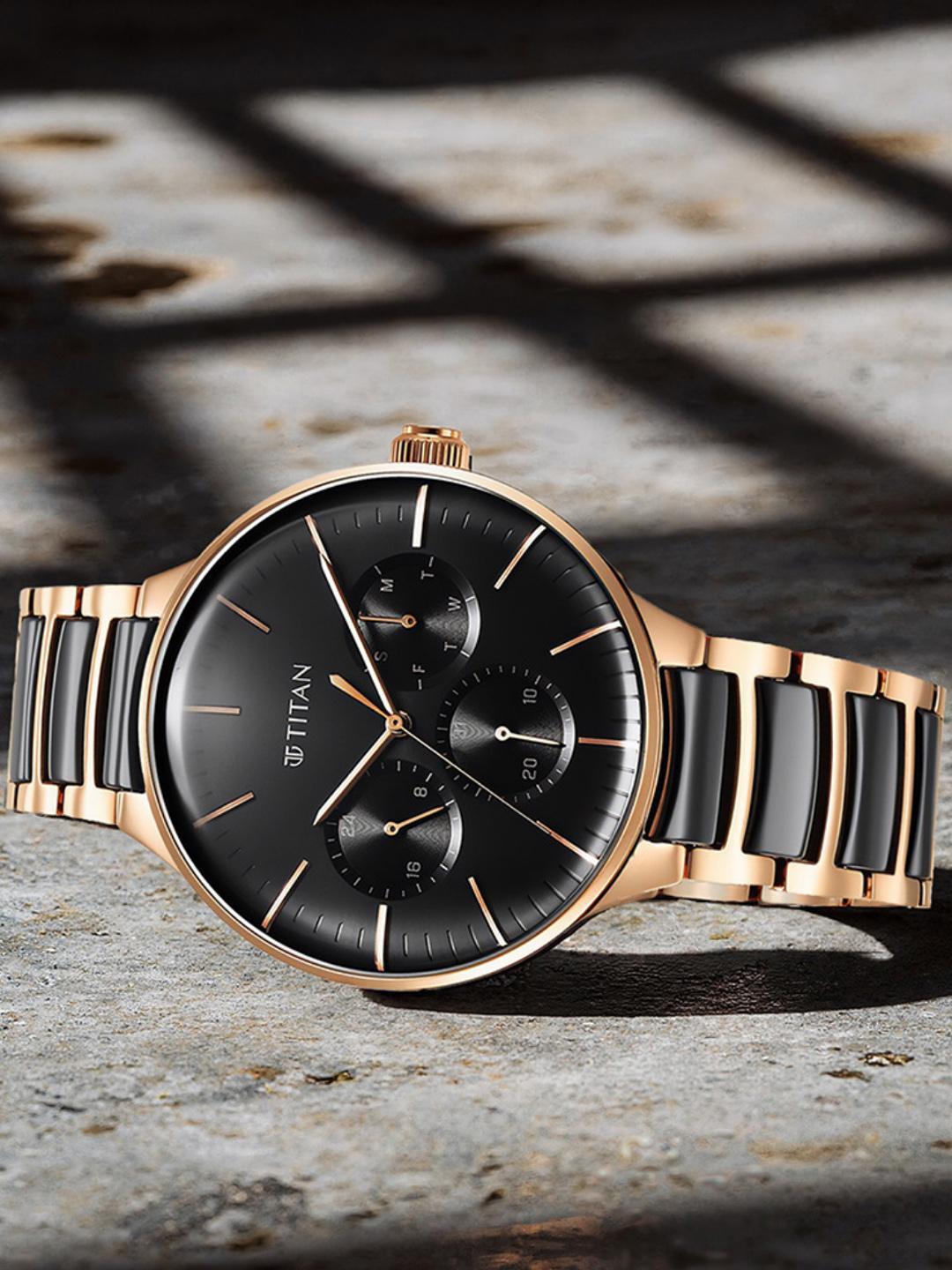 Buy Titan Ceramic Fusion Multifunction Analog With Black Dial Watch For Men Nt90148kd03 - - Accessories for Men