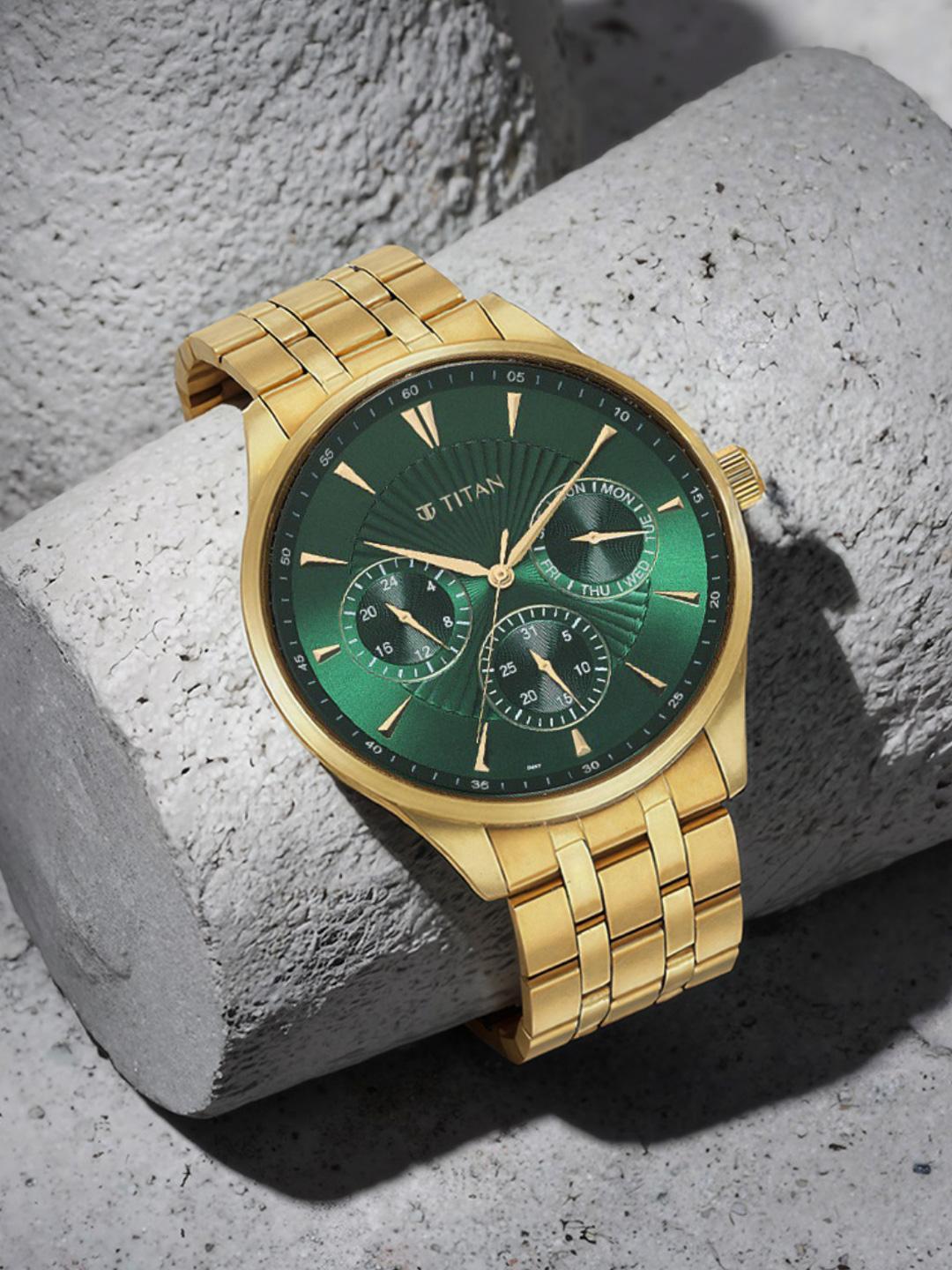 Buy Titan Opulent Lii Multifunction Analog With Green Dial Watch For Men Nt90127ym05 - - Accessories for Men