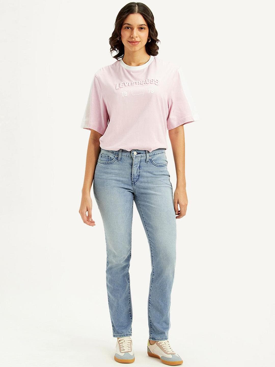 Levis Women's 312 Light Blue Straight Fit Mid Rise Jeans