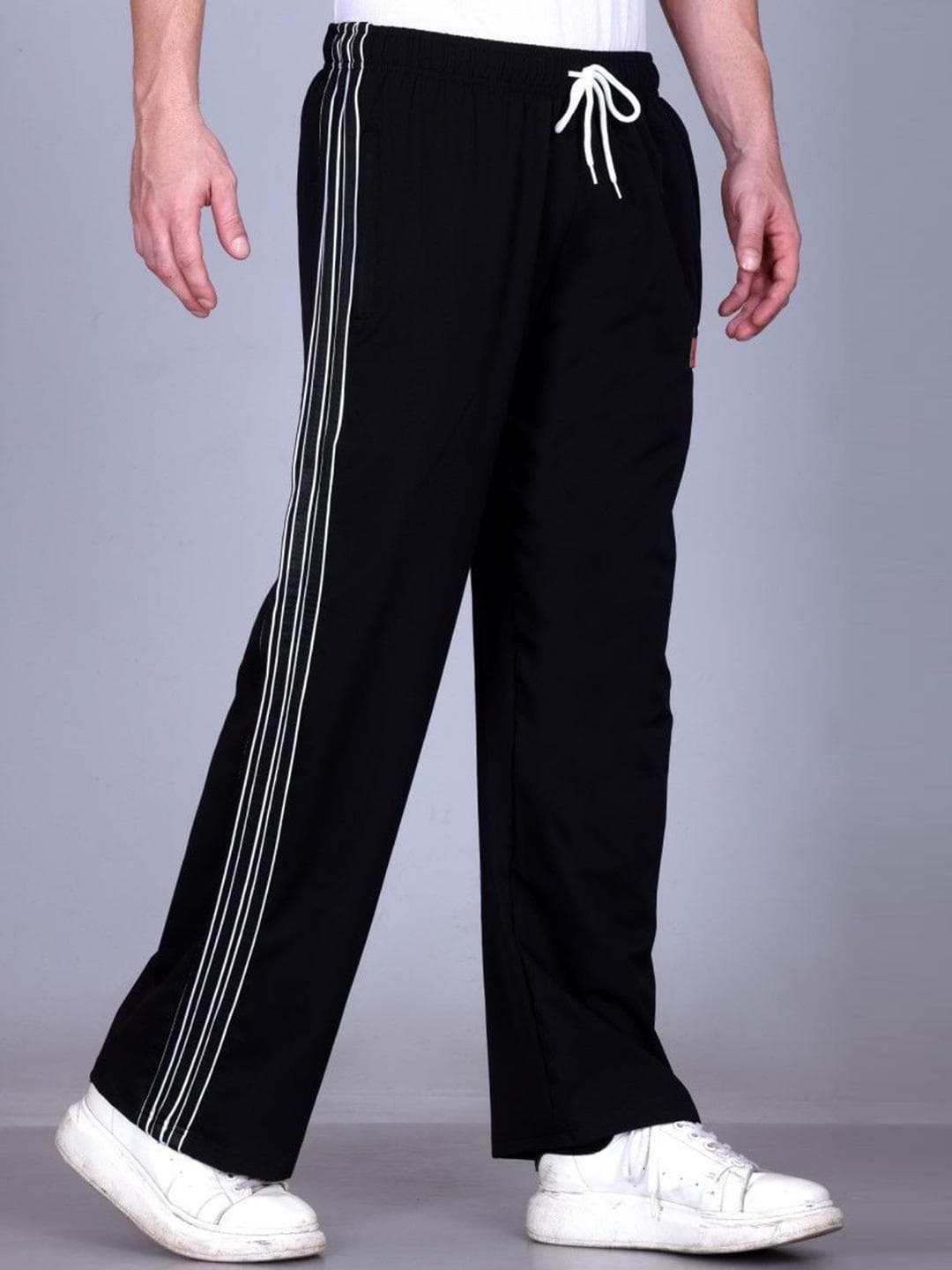 HVBK Men Straight Fit Mid-Rise Side Stripes Track Pants