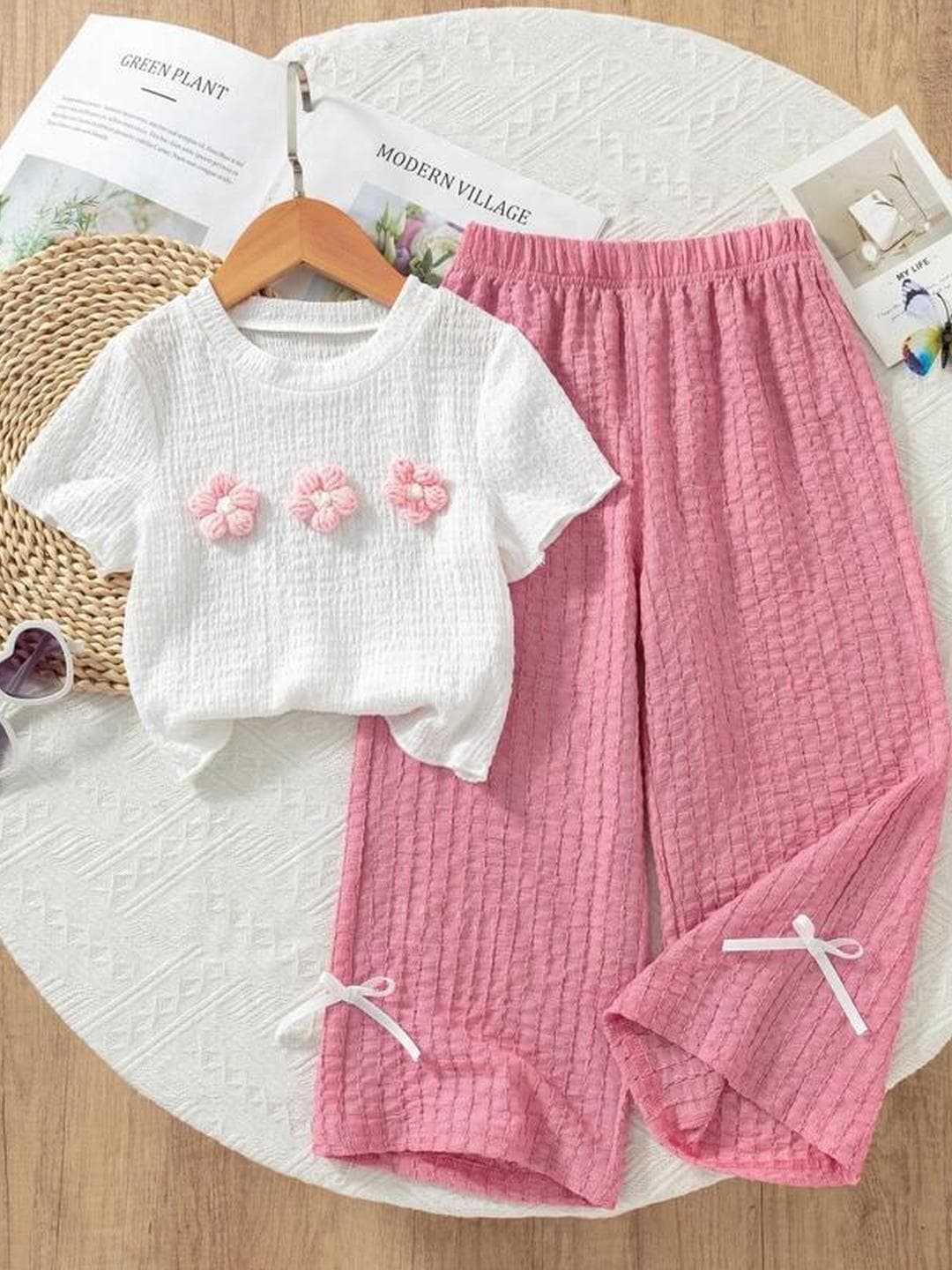 Buy MILILIAM Girls White Cotton Blend Clothing Set - - Apparel for Girls
