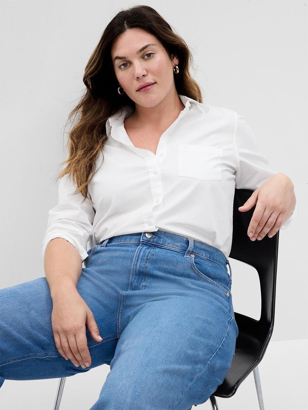 GAP Women Spread Collar Relaxed Shirt