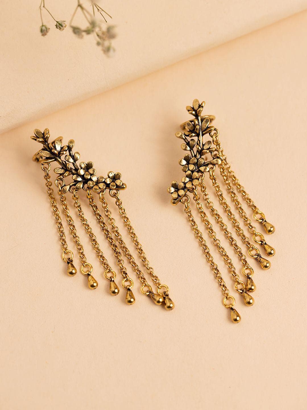 Buy Fringes Dramatic Statement Cuff Earrings - - Accessories for Women