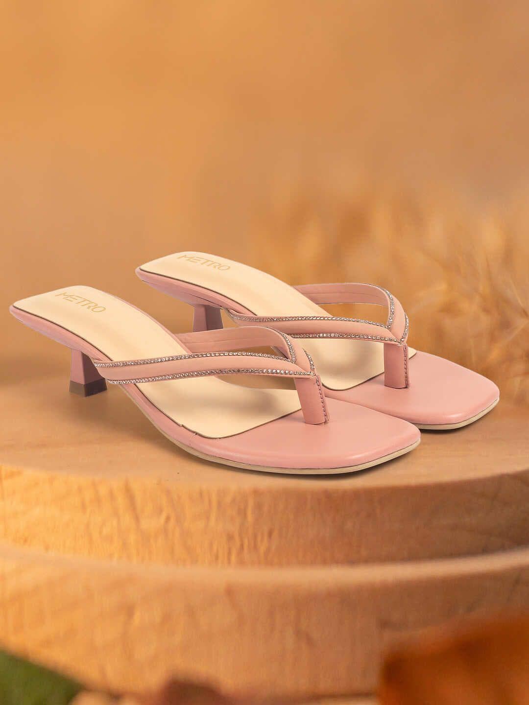 Metro Women Embellished Kitten Heel Sandal