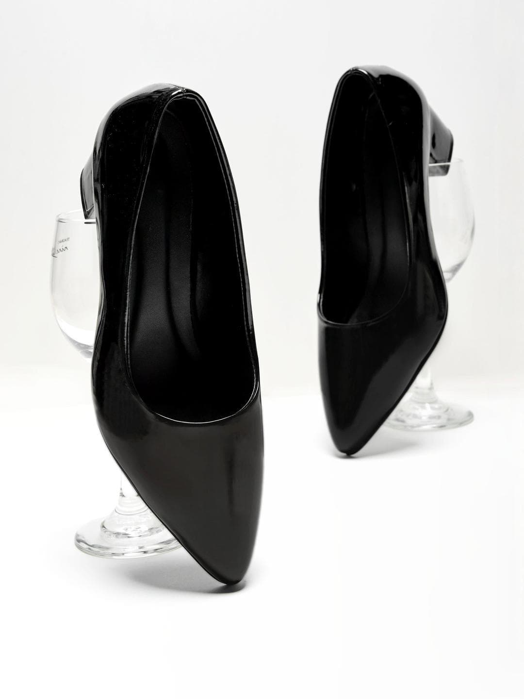 CORSICA Women Black Synthetic Leather Block Pumps