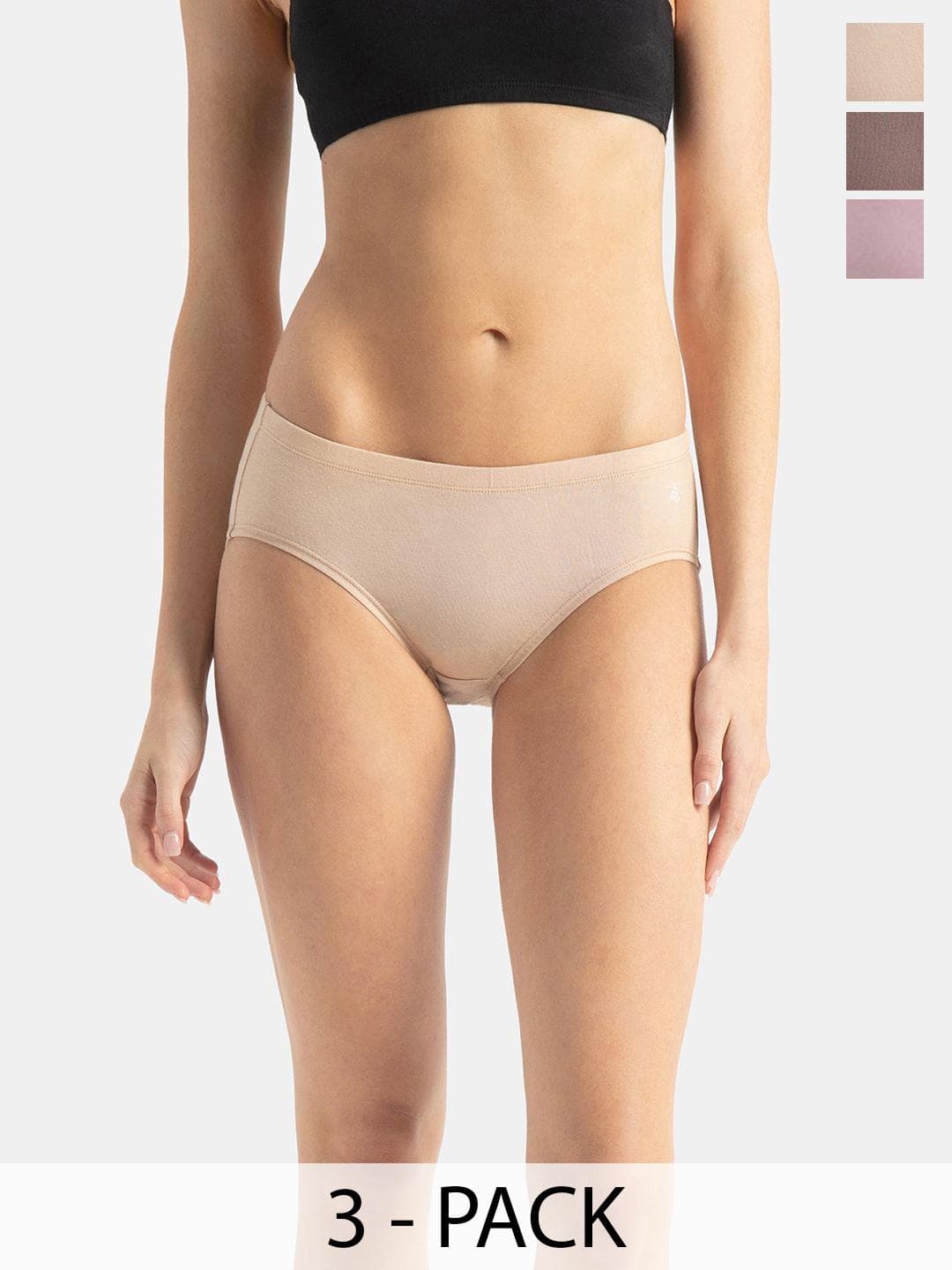 Buy Jockey Pack Of 3 High Coverage Cotton High Waist Hipster With StayFresh Treatment FE31 - - Apparel for Women