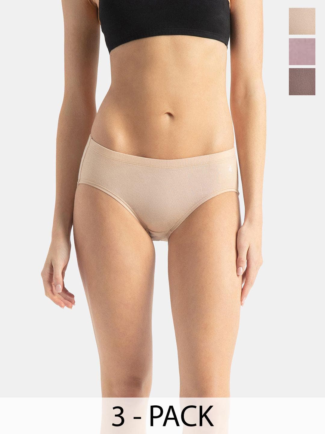 Buy Jockey Pack Of 3 High Coverage Cotton High Waist Hipster With StayFresh Treatment FE31 - - Apparel for Women