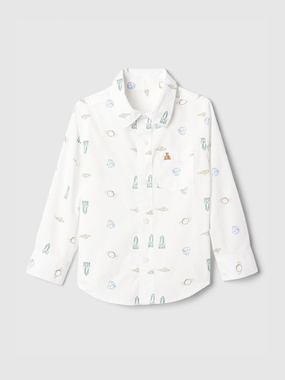 GAP Boys Relaxed Fit Conversational Printed Spread Collar Cotton Casual Shirt