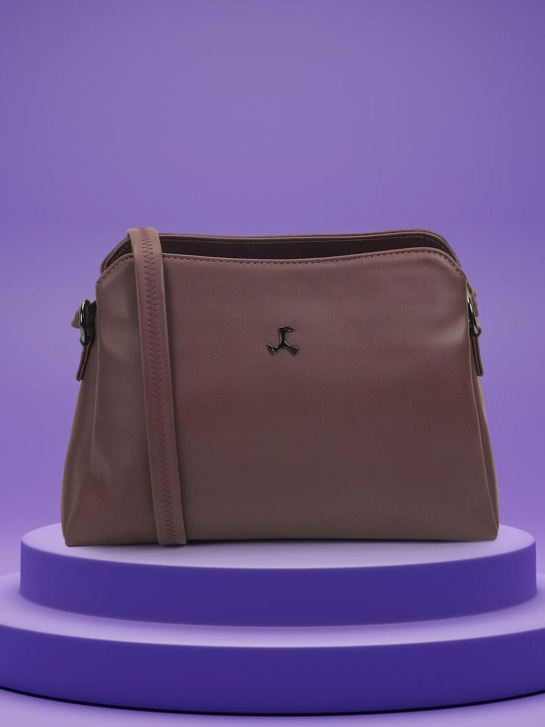 Mochi Women Solid Structured Zip Detail Sling Bag