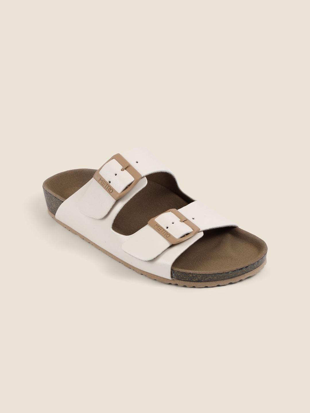 Metro Colourblocked Open Toe Flats With Buckles