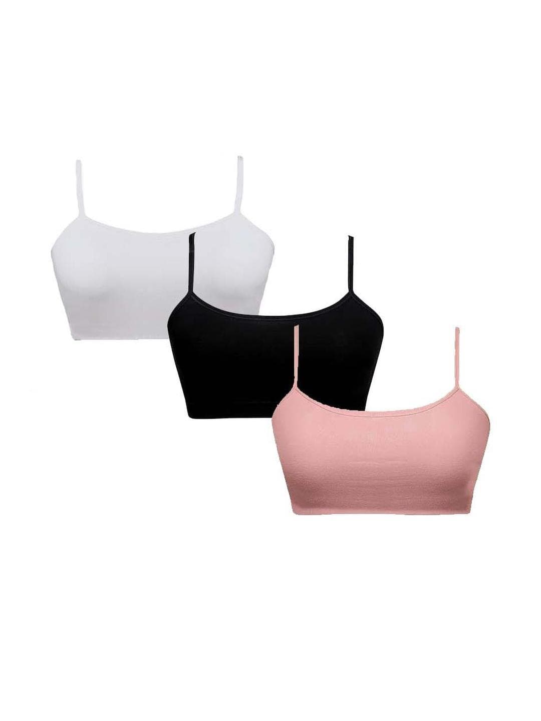 BRAAFEE Girls Pack of 3 Non Padded Full Coverage Sports Bra