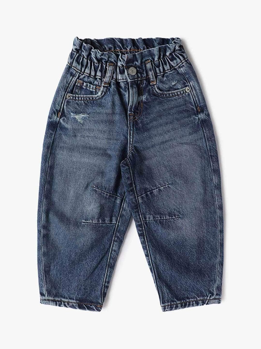 GAP Girls Lightly Washed Distressed Relaxed Fit Jeans