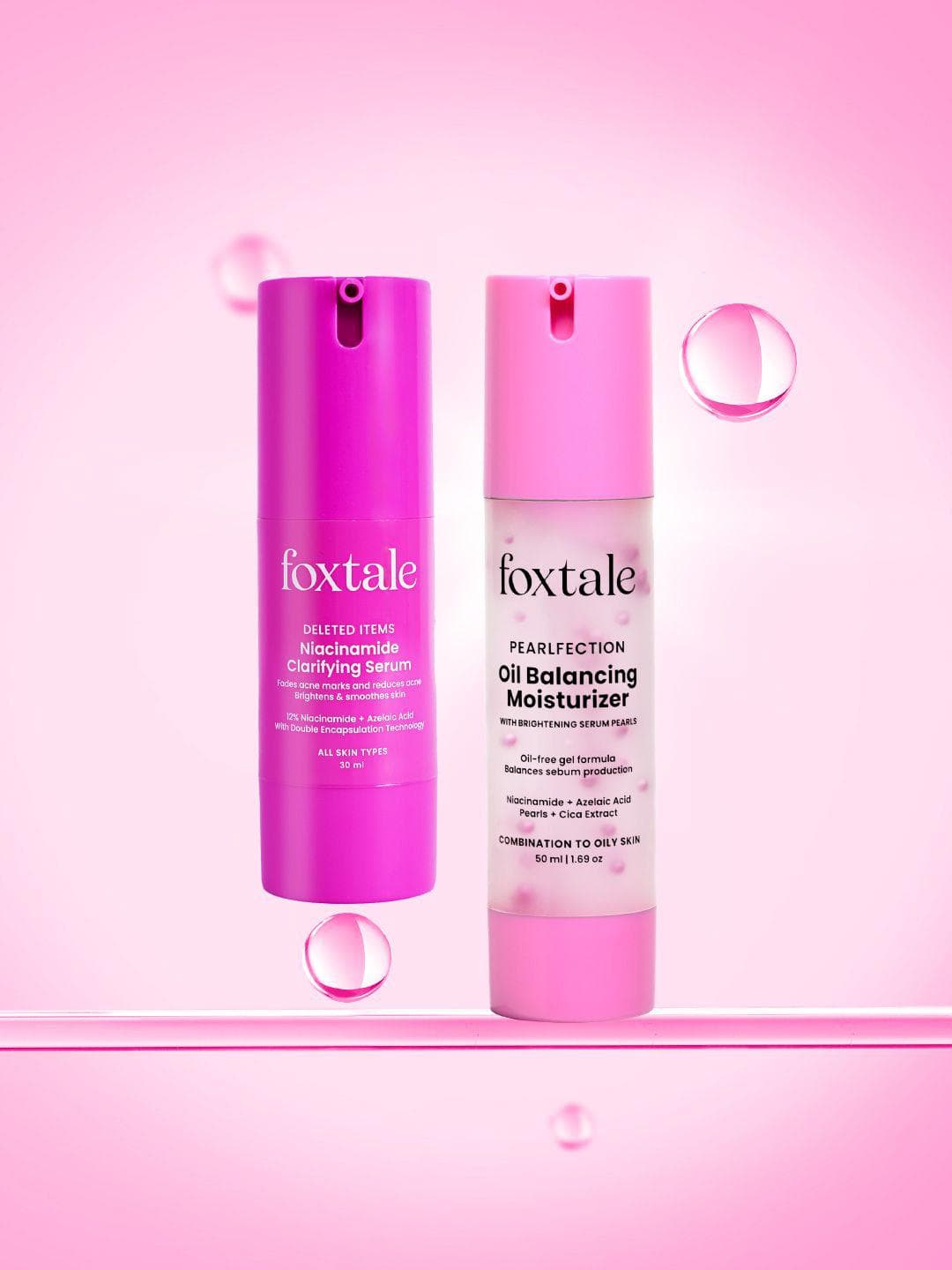 Buy FoxTale Set Of 2 12% Niacinamide Clarifying Serum 30 Ml & Oil Balancing Moisturizer 50ml - - Personal Care for Unisex