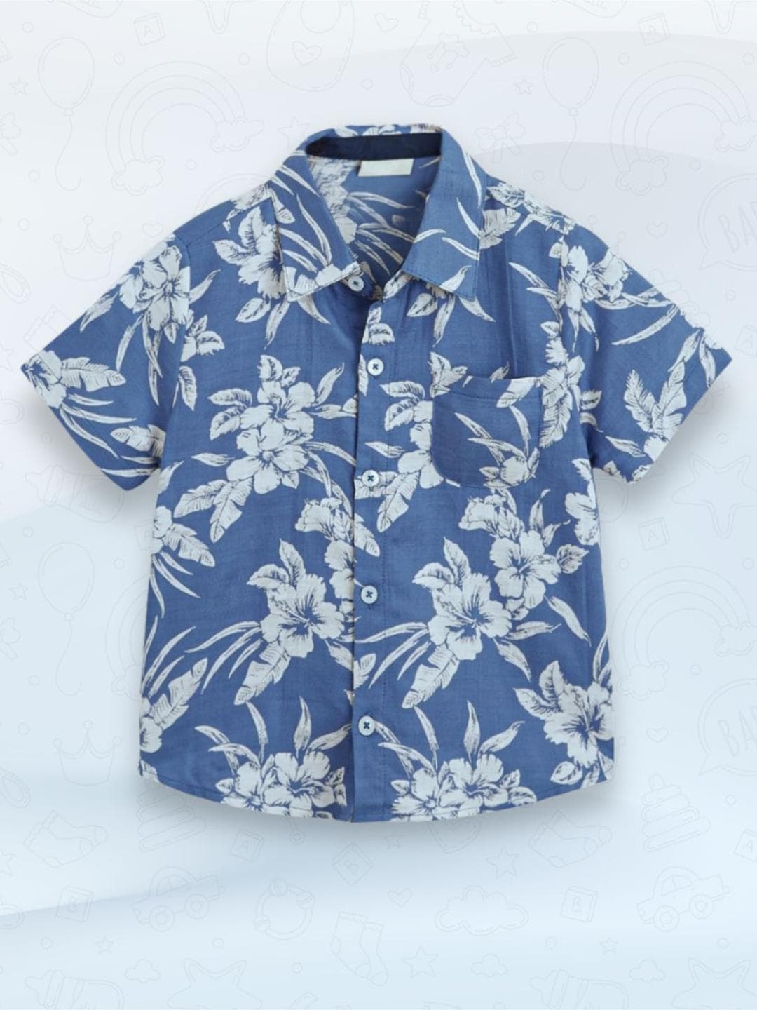 BAESD Boys Standard Relaxed Fit Floral Printed Button-Down Collar Cotton Casual Shirt