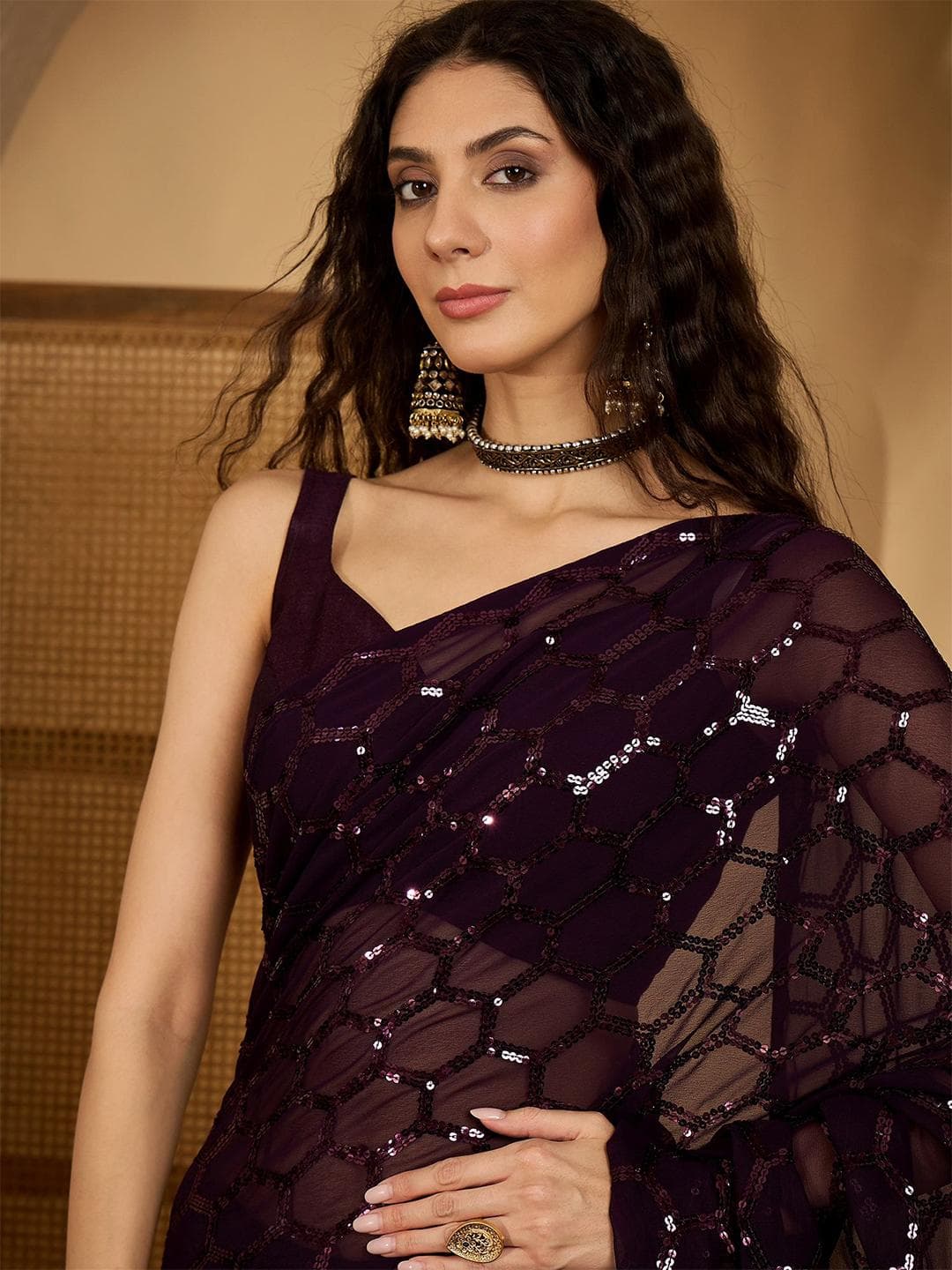 Sangria Embellished Sequinned Saree