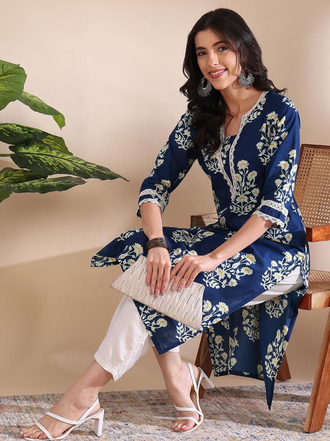 RAINDROP Women Blue Kurtas