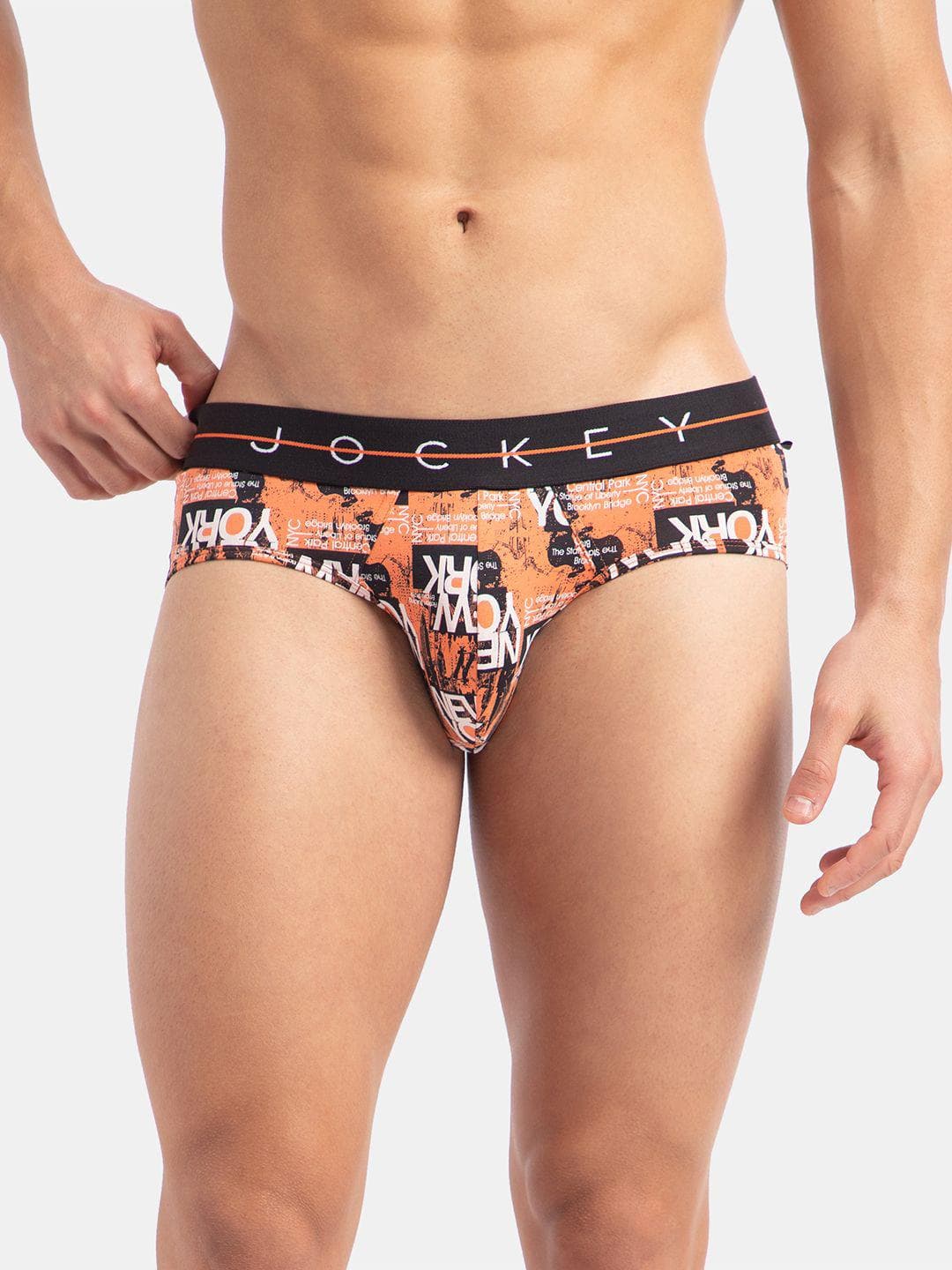 Jockey Super Combed Cotton Elastane Stretch Printed Brief with Ultrasoft Waistband - NY01