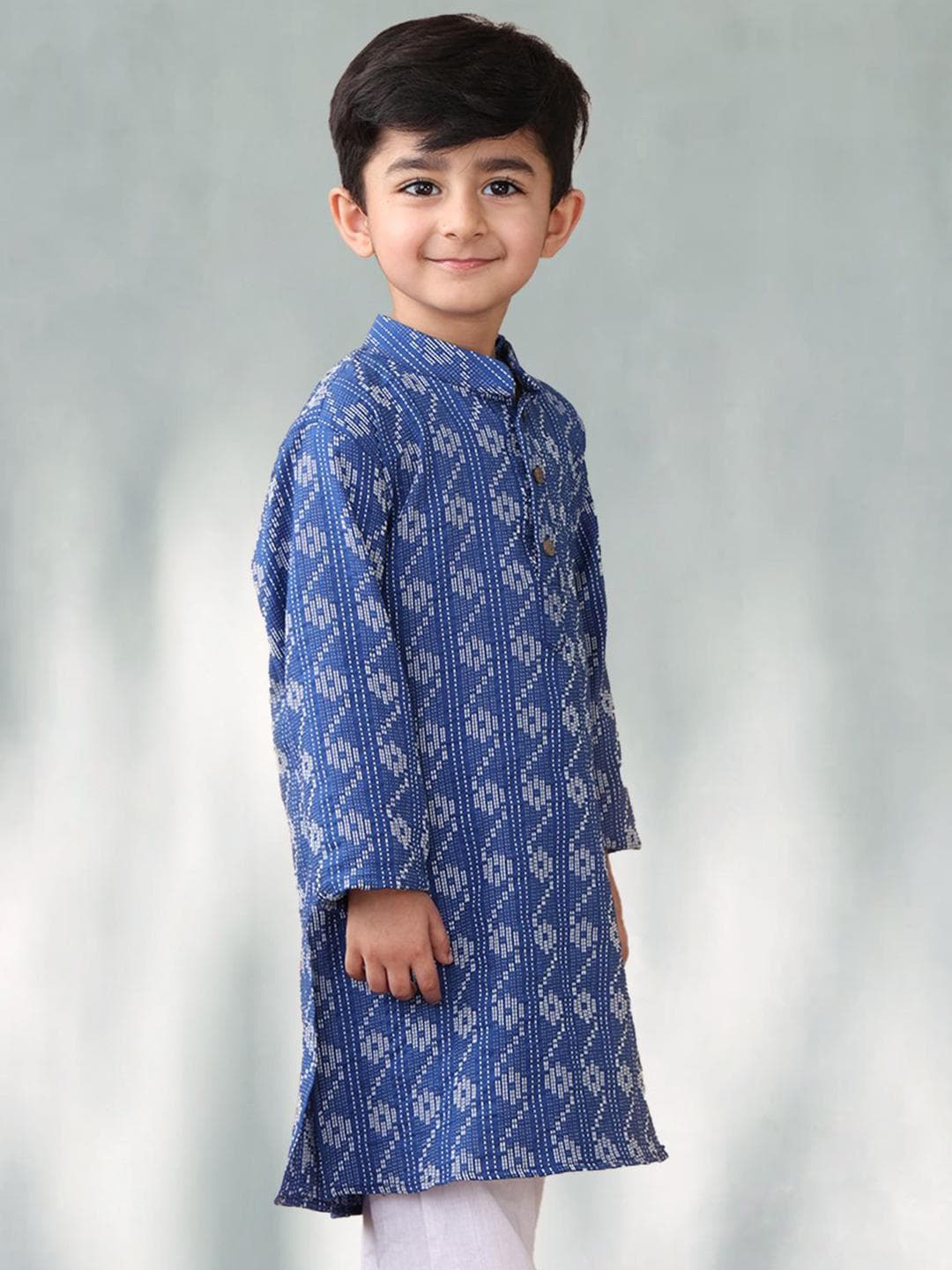 Sangria Boys Abstract Printed Cotton Straight Kurta