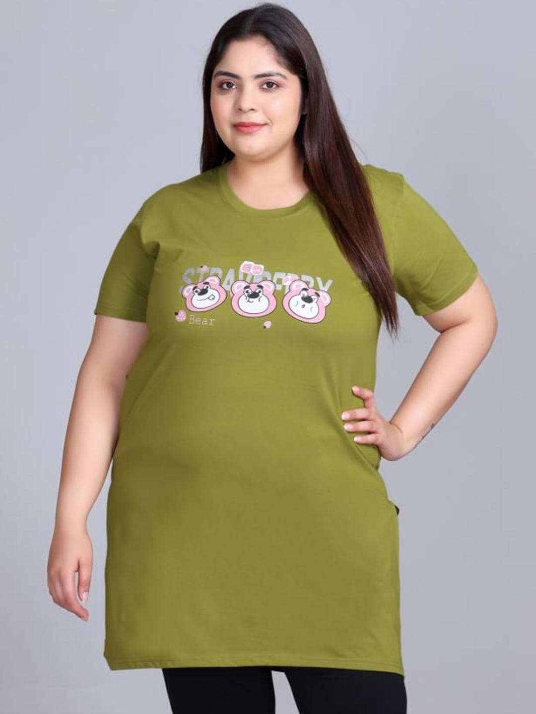 Buy IN Love Women Printed Plus Size Cotton Longline Lounge Tshirts - - Apparel for Women