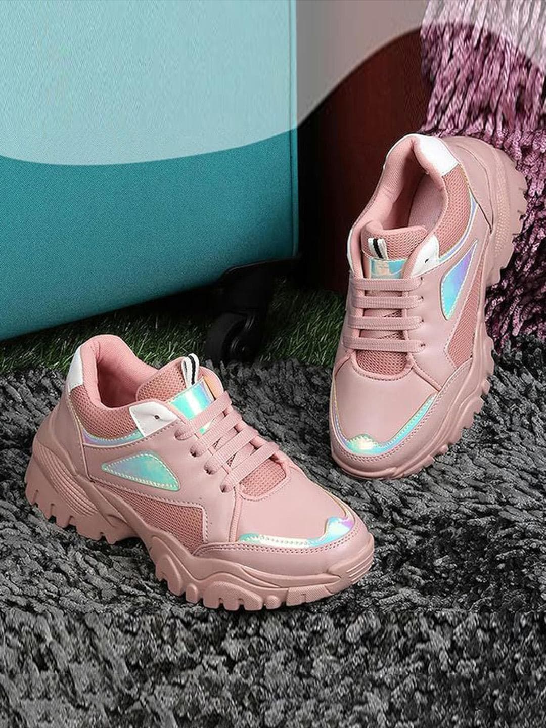 FABBMATE Girls Colourblocked Lace-Ups Sneakers