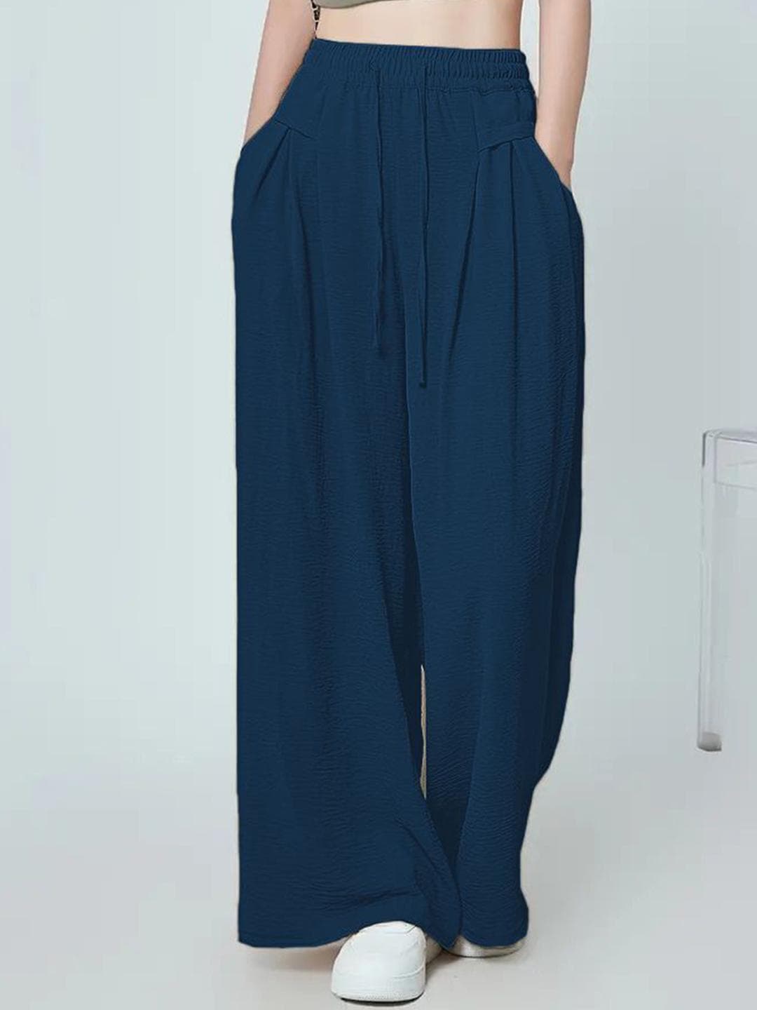 SZN Women Flared High-Rise Pleated Trousers