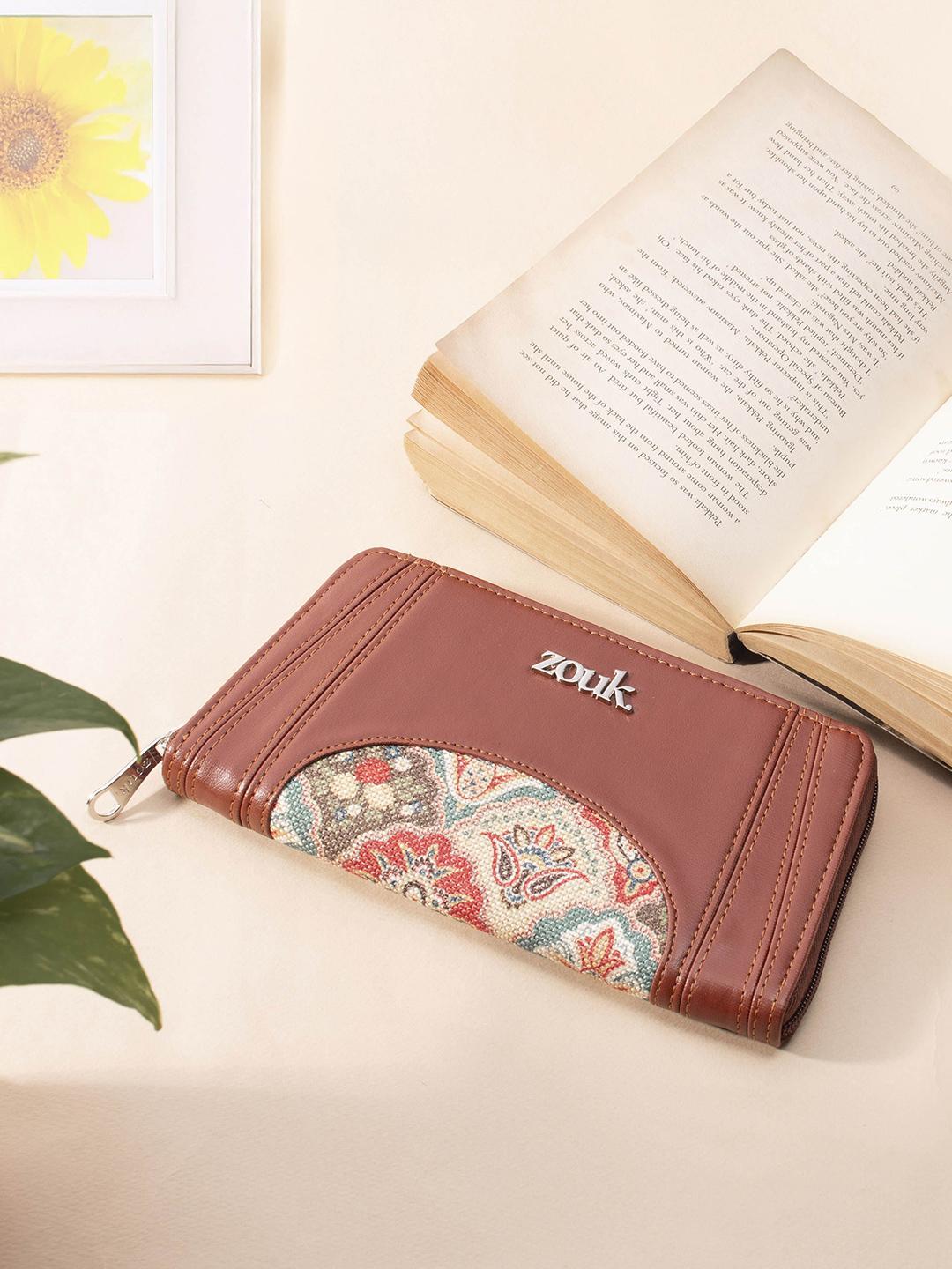 Buy ZOUK Women Ethnic Motifs Printed Leather Zip Around Wallet - - Accessories for Women