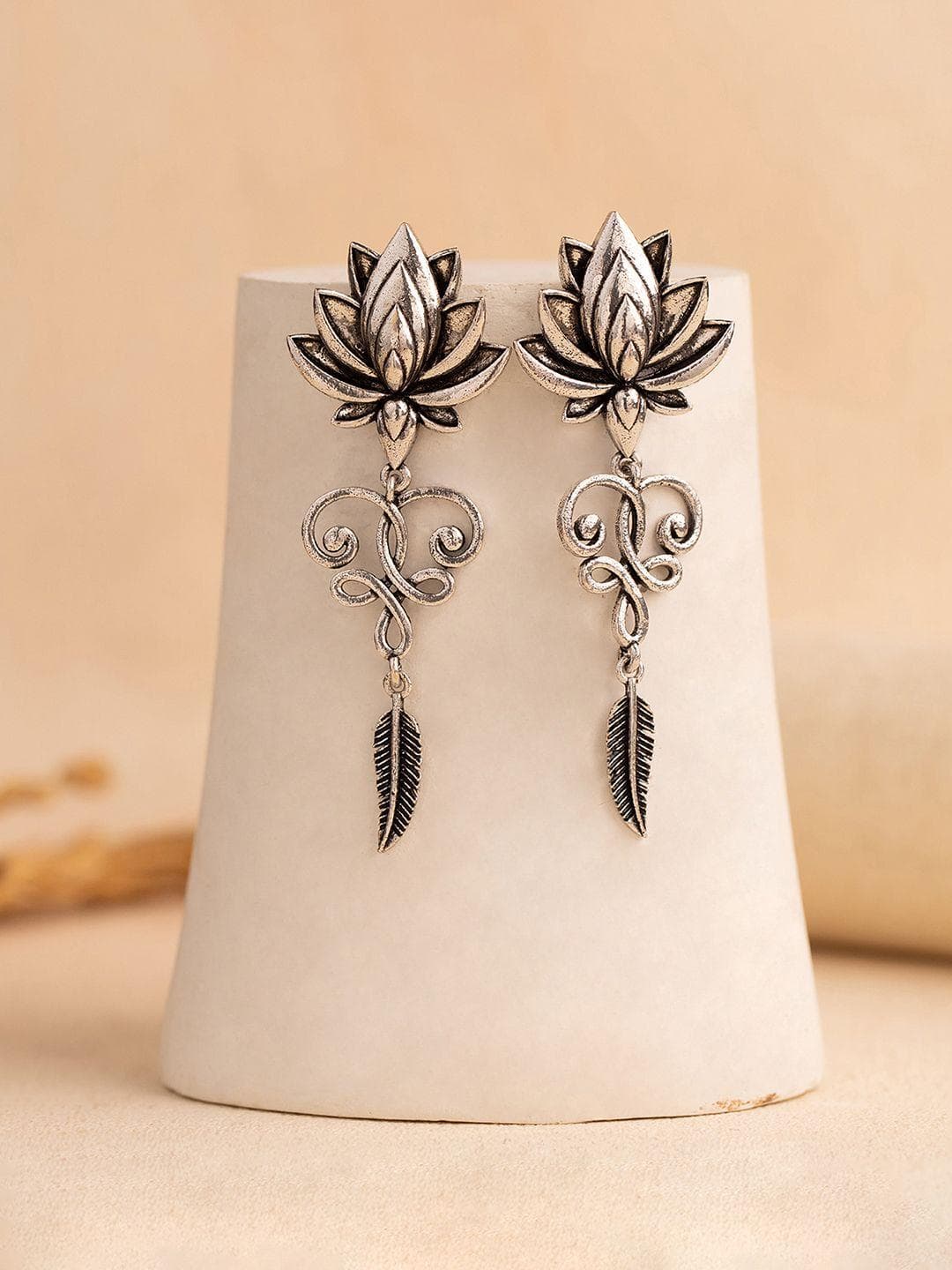 Boho Tribe Radiant Lotus Oxidised Earrings