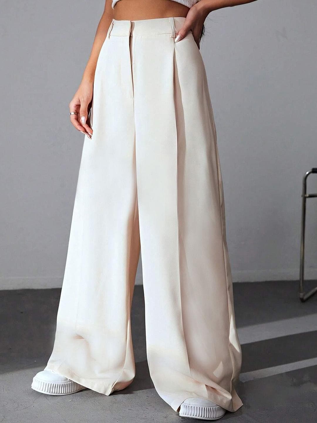SZN Women Loose Fit High-Rise Wide Leg Trousers