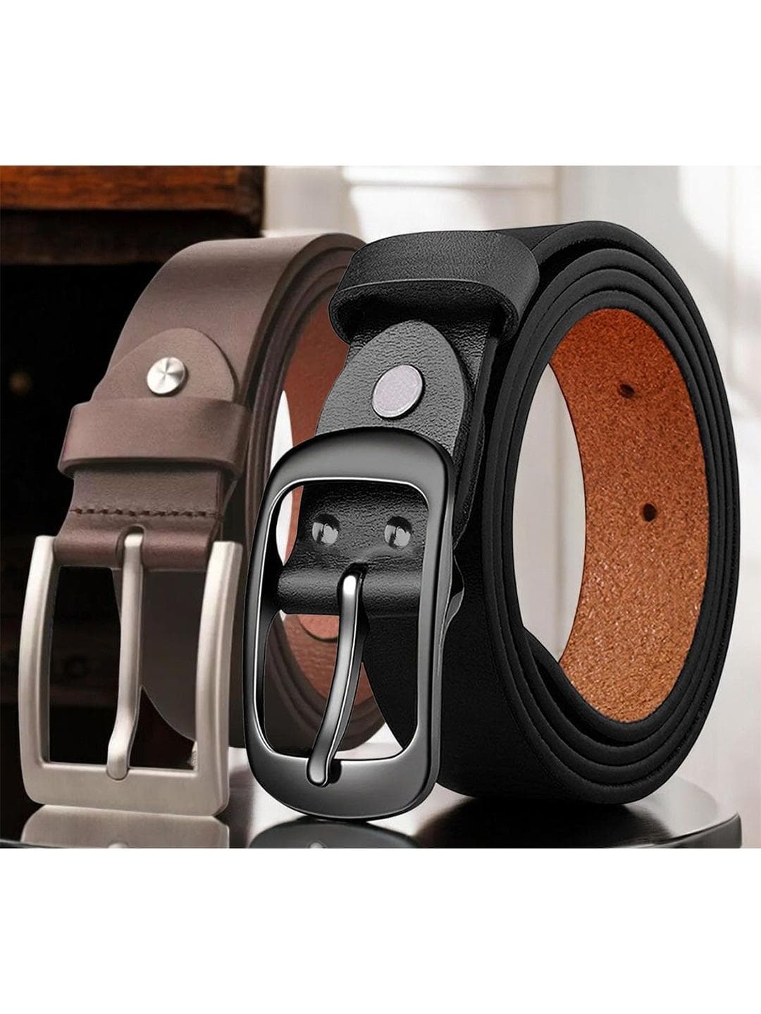 Buy Roadster BELT Men Set Of 2 Textured Leather Formal Belts - - Accessories for Men