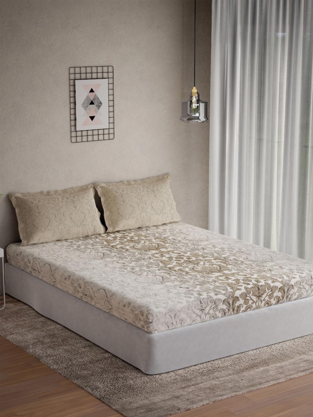 Buy DDecor Vega Collection Brown Ethnic Cotton 145TC Queen Bedsheet With 2 Pillow Covers - - Home for Unisex