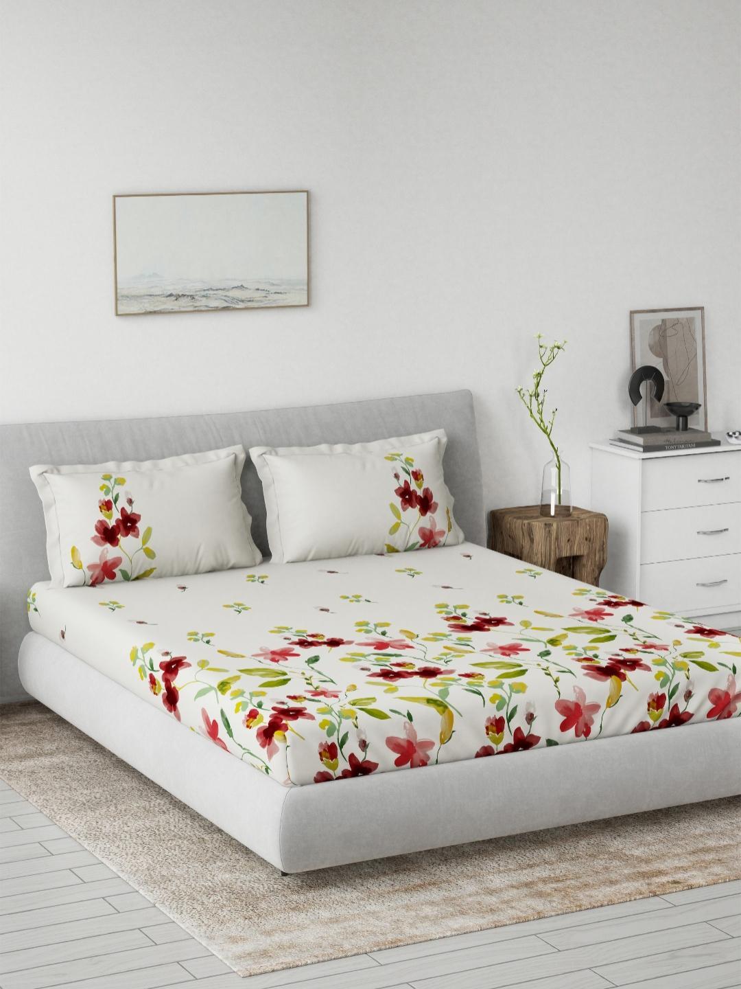 Buy DDecor Primary Collection Red Pure Cotton 145TC King Bedsheet With 2 Pillow Covers - - Home for Unisex