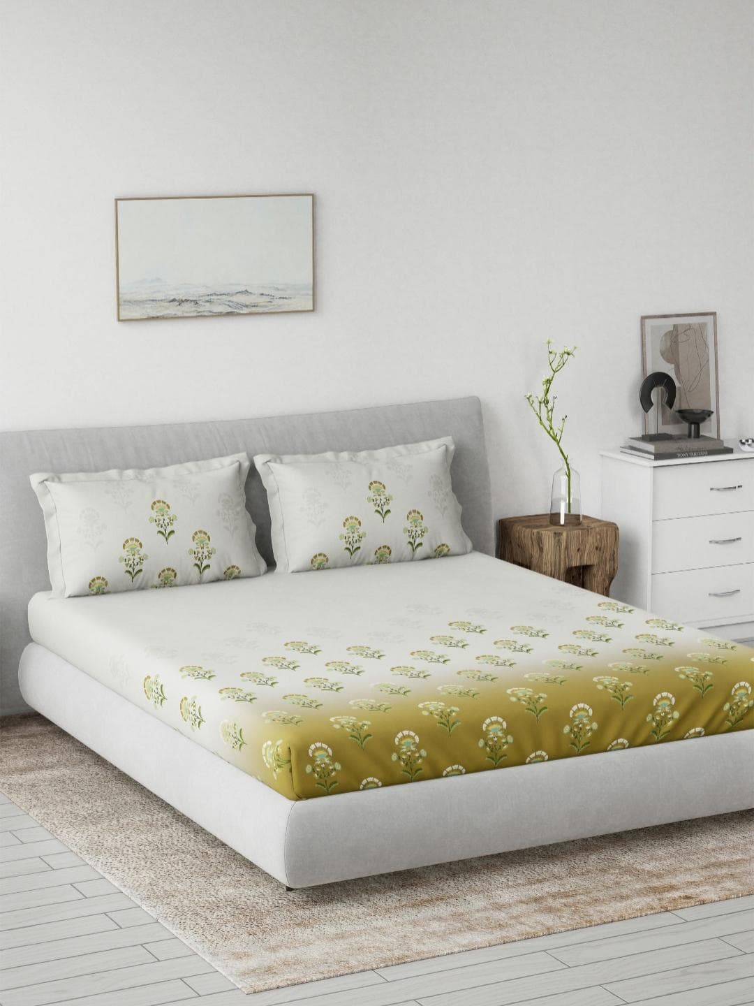 Buy DDecor Live Beautiful Yellow Ethnic Motifs Cotton 145 TC Queen Bedsheet With 2 Pillow Covers 90 X 108 Inches - - Home for Unisex