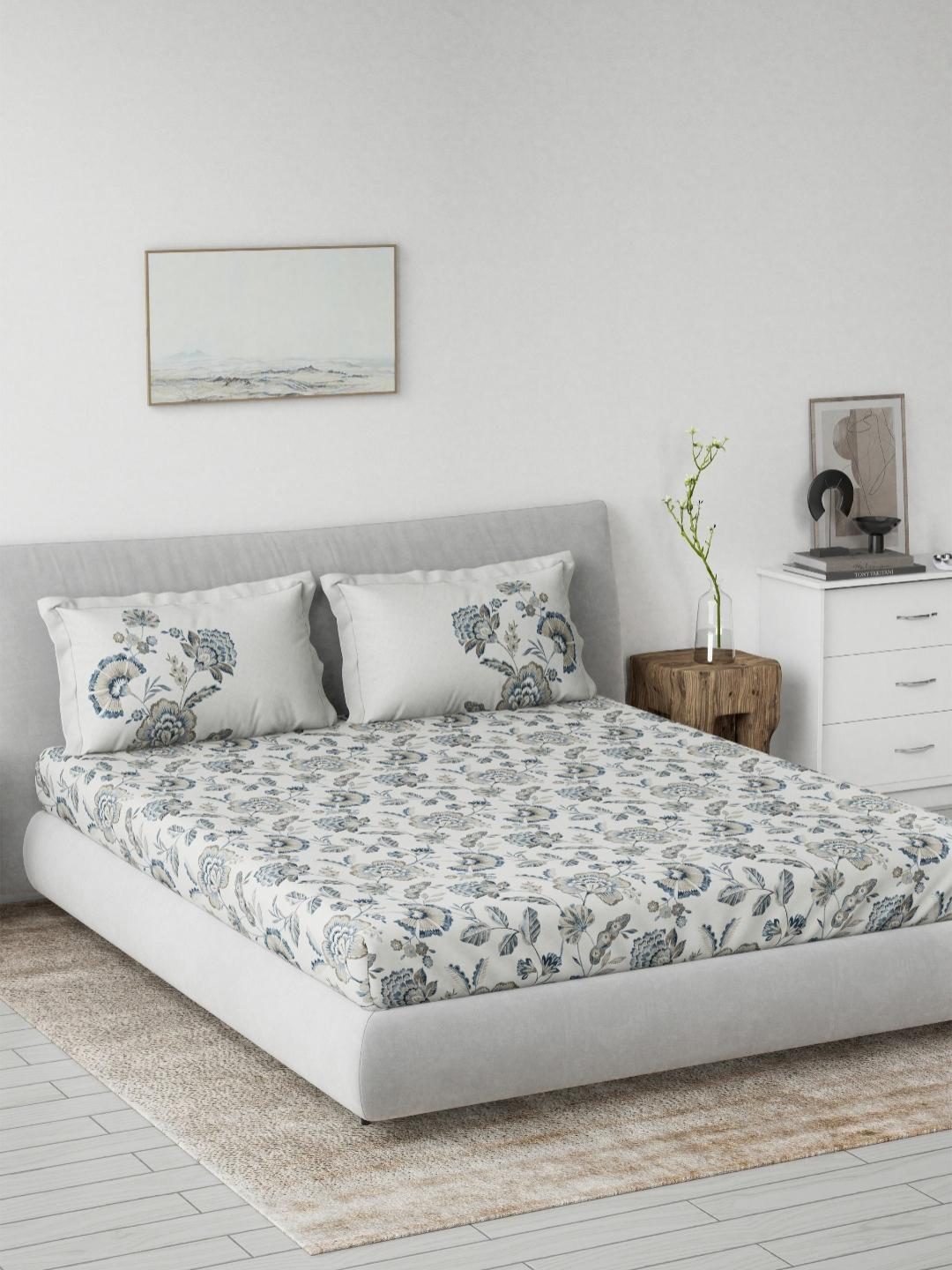 Buy DDecor Primary Collection Grey Classical Cotton 145tc King Bedsheet With 2 Pillow Covers - - Home for Unisex