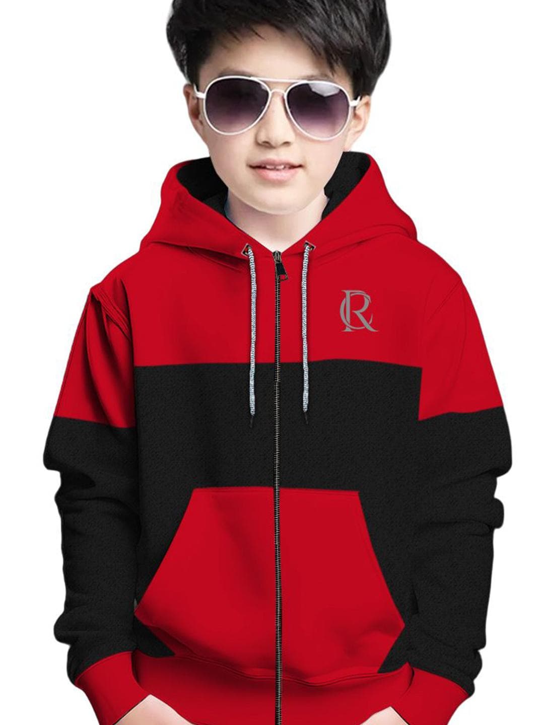 MYEONN Boys Cotton Colourblocked Hooded Sweatshirt