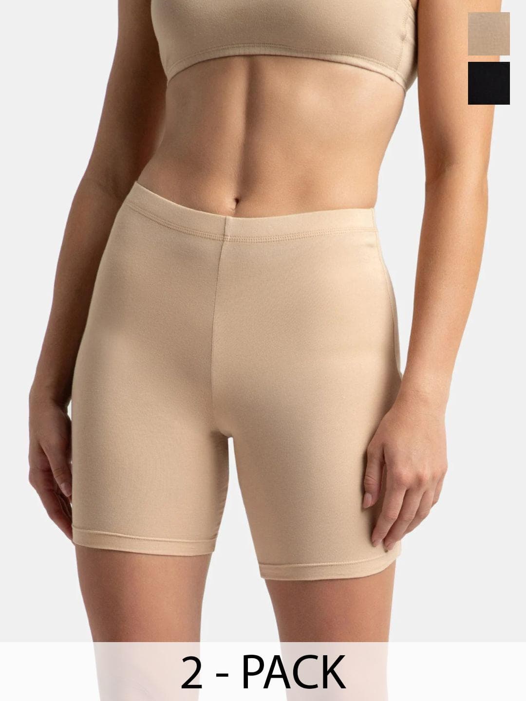 Jockey Pack of 2 High Coverage Super Combed Cotton Shorties With Concealed Waistband-1529