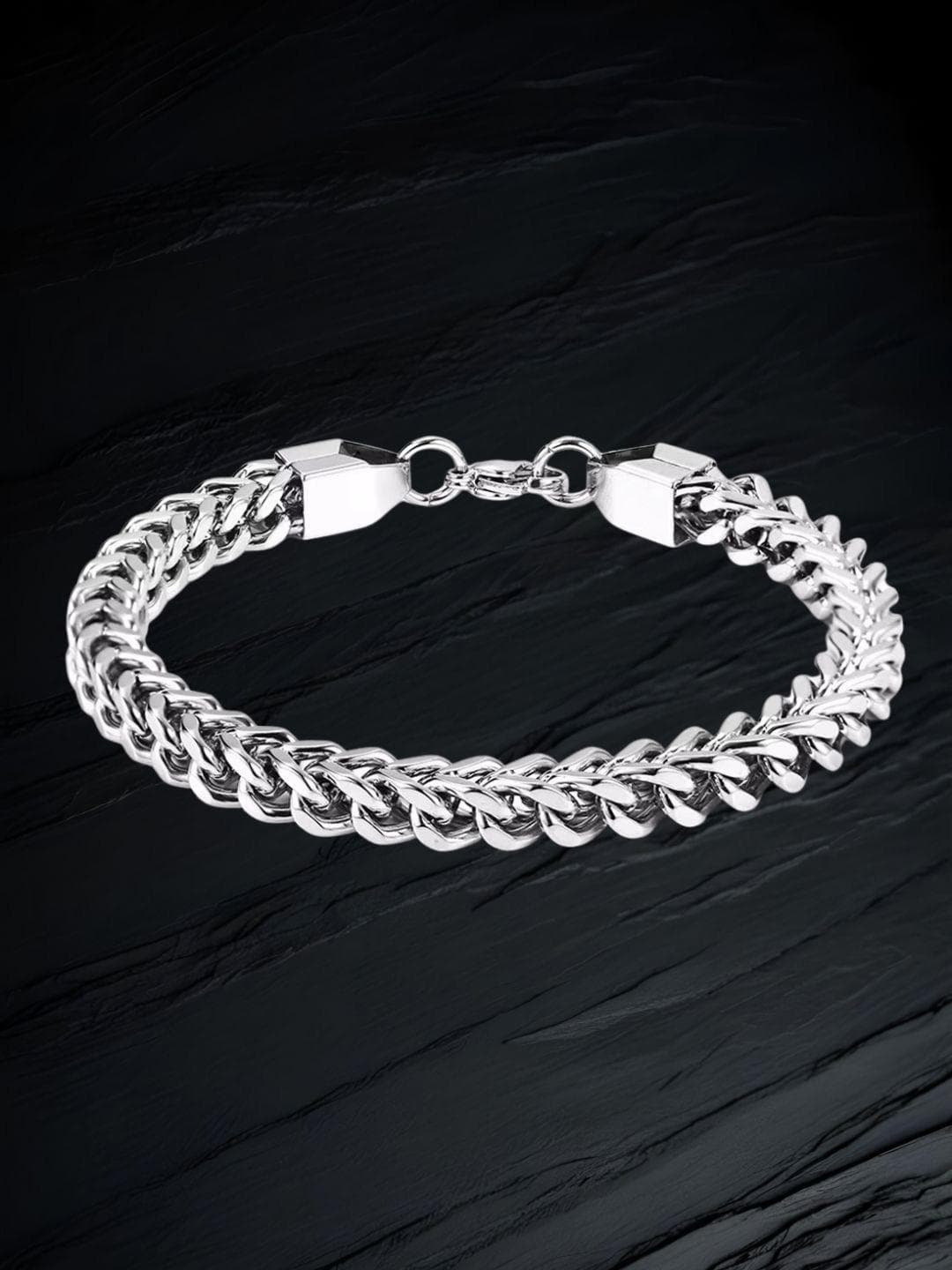 Buy The Roadster Lifestyle Co. Men Stainless Steel Silver Plated Link Bracelet - - Accessories for Men